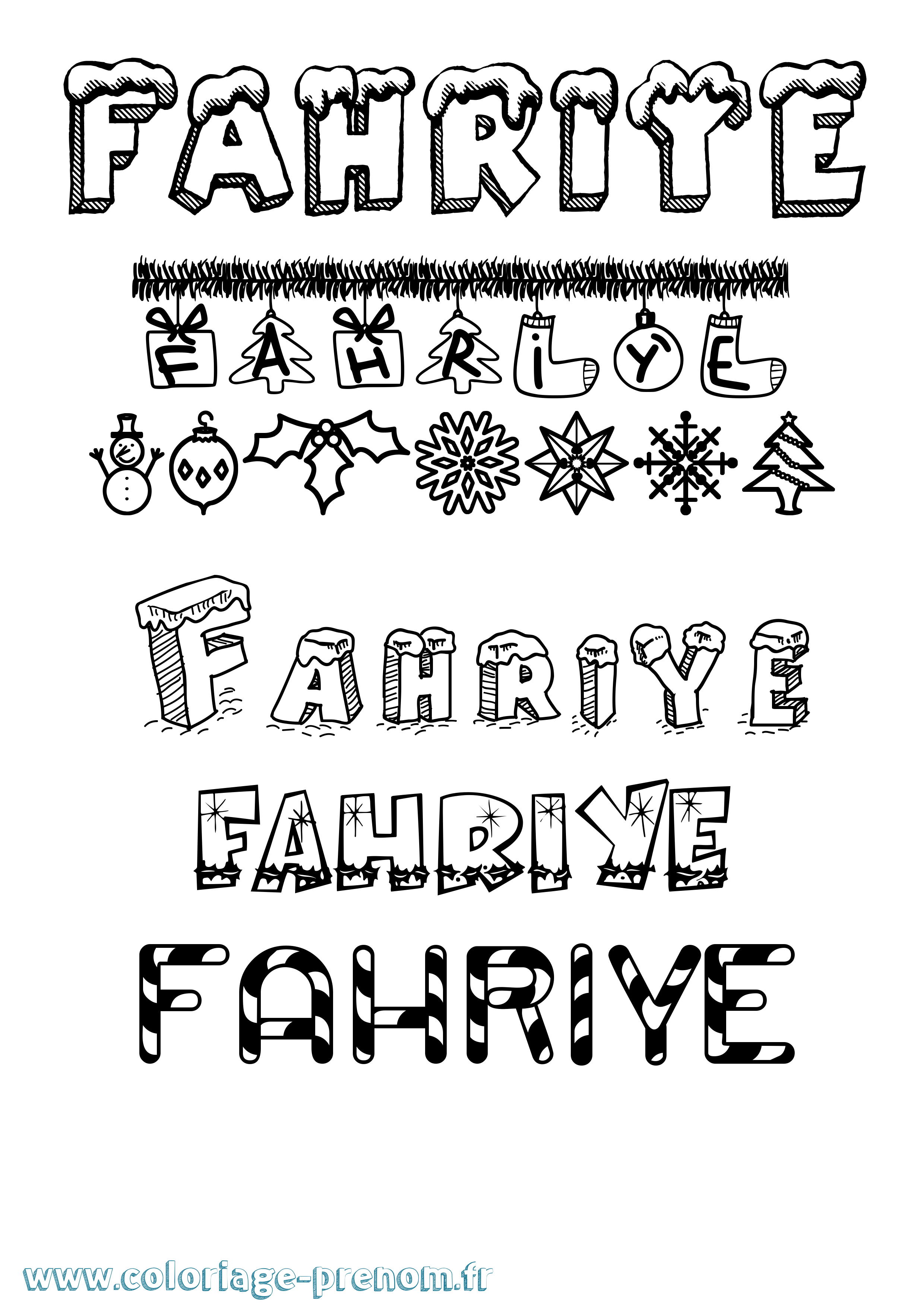 Coloriage Fahriye Noël Coloriage prénom Fahriye Noël