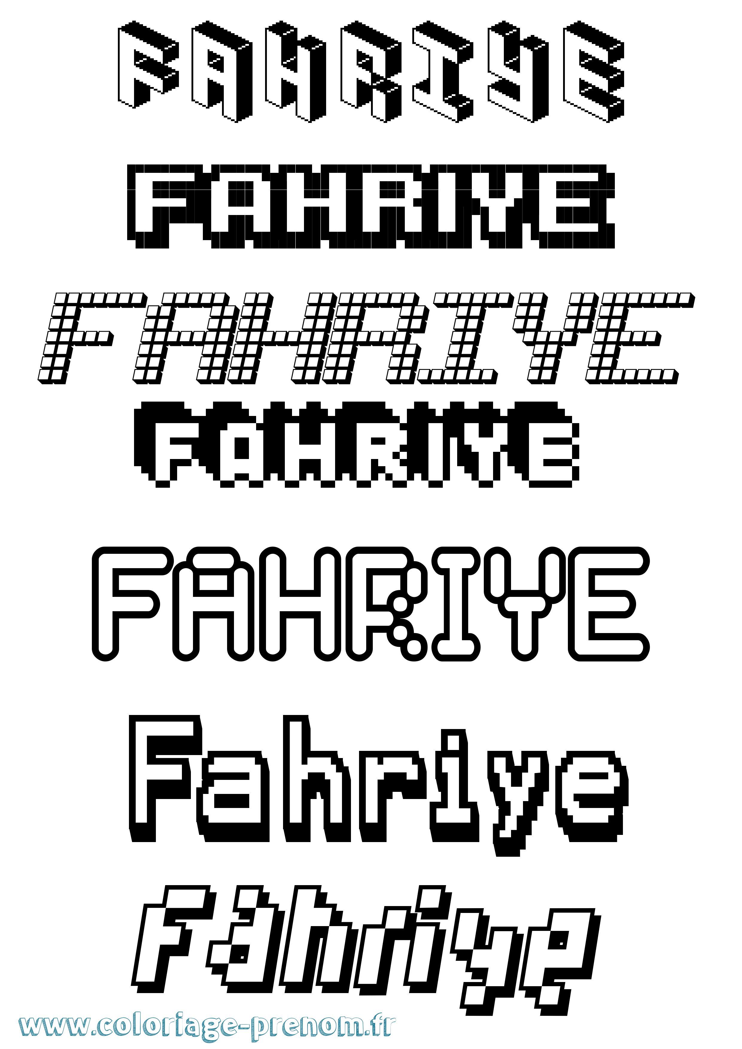 Coloriage Fahriye Pixel Coloriage prénom Fahriye Pixel