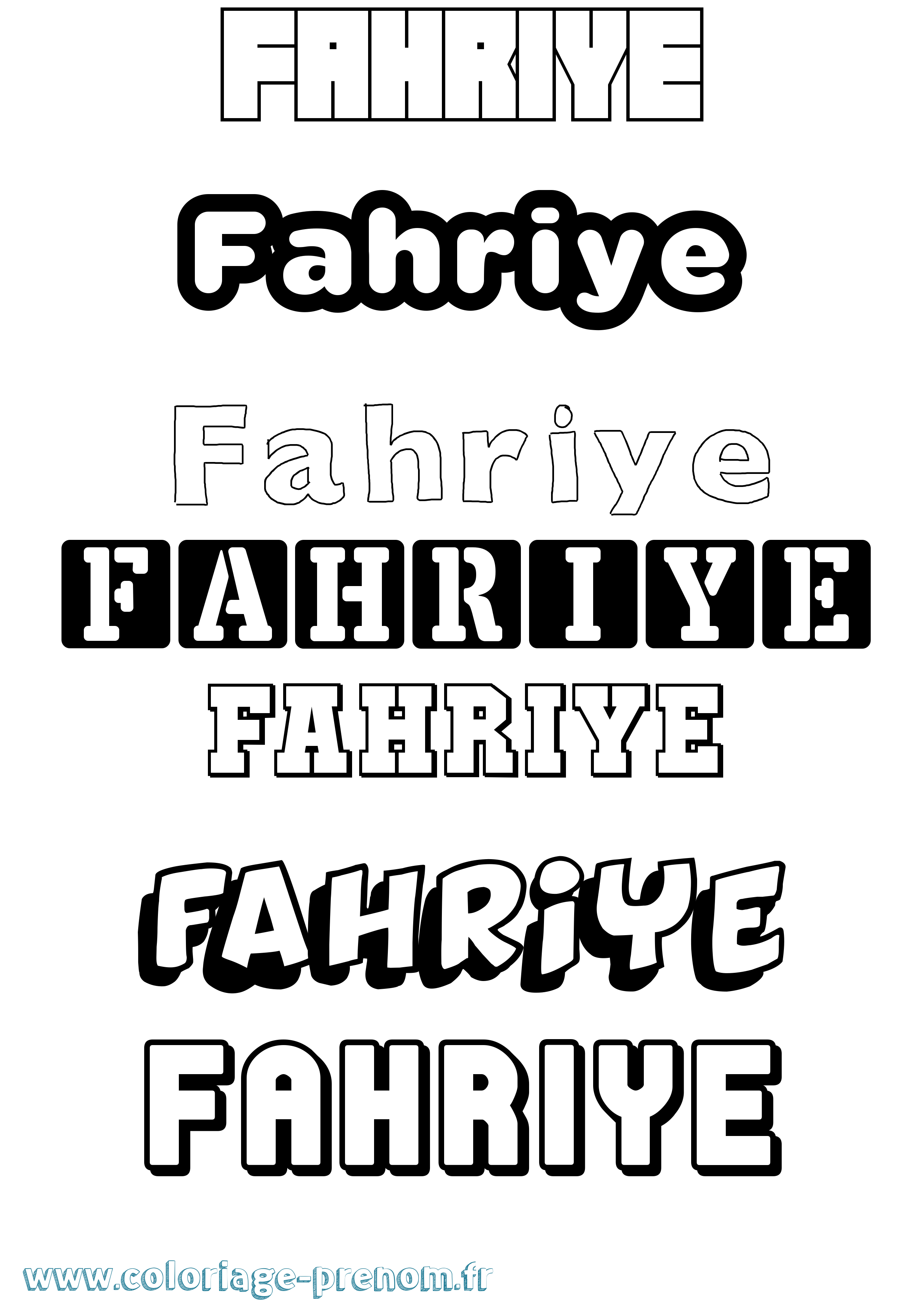 Coloriage prénom Fahriye Simple