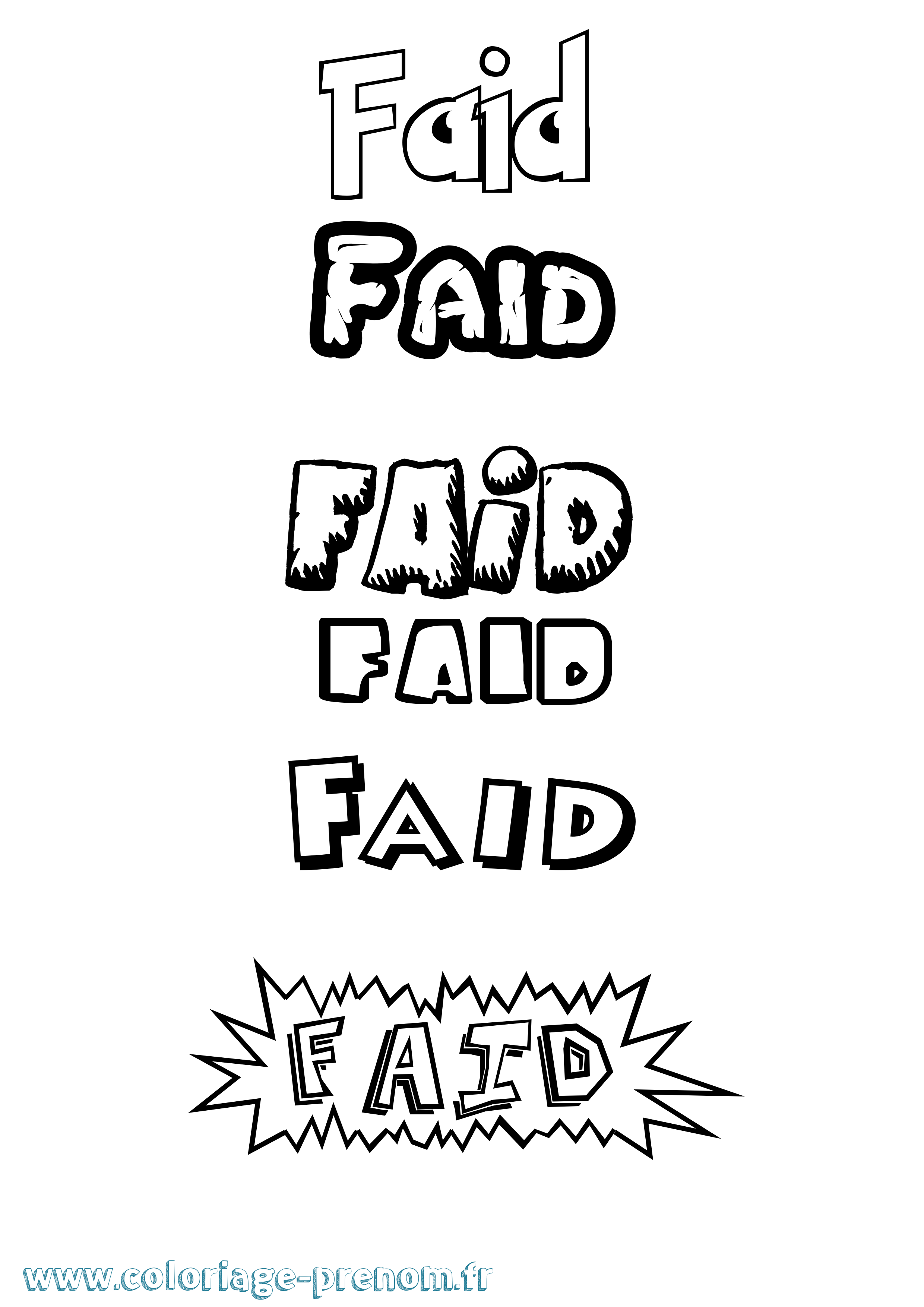 Coloriage Faid Dessin Animé Coloriage prénom Faid Dessin Animé