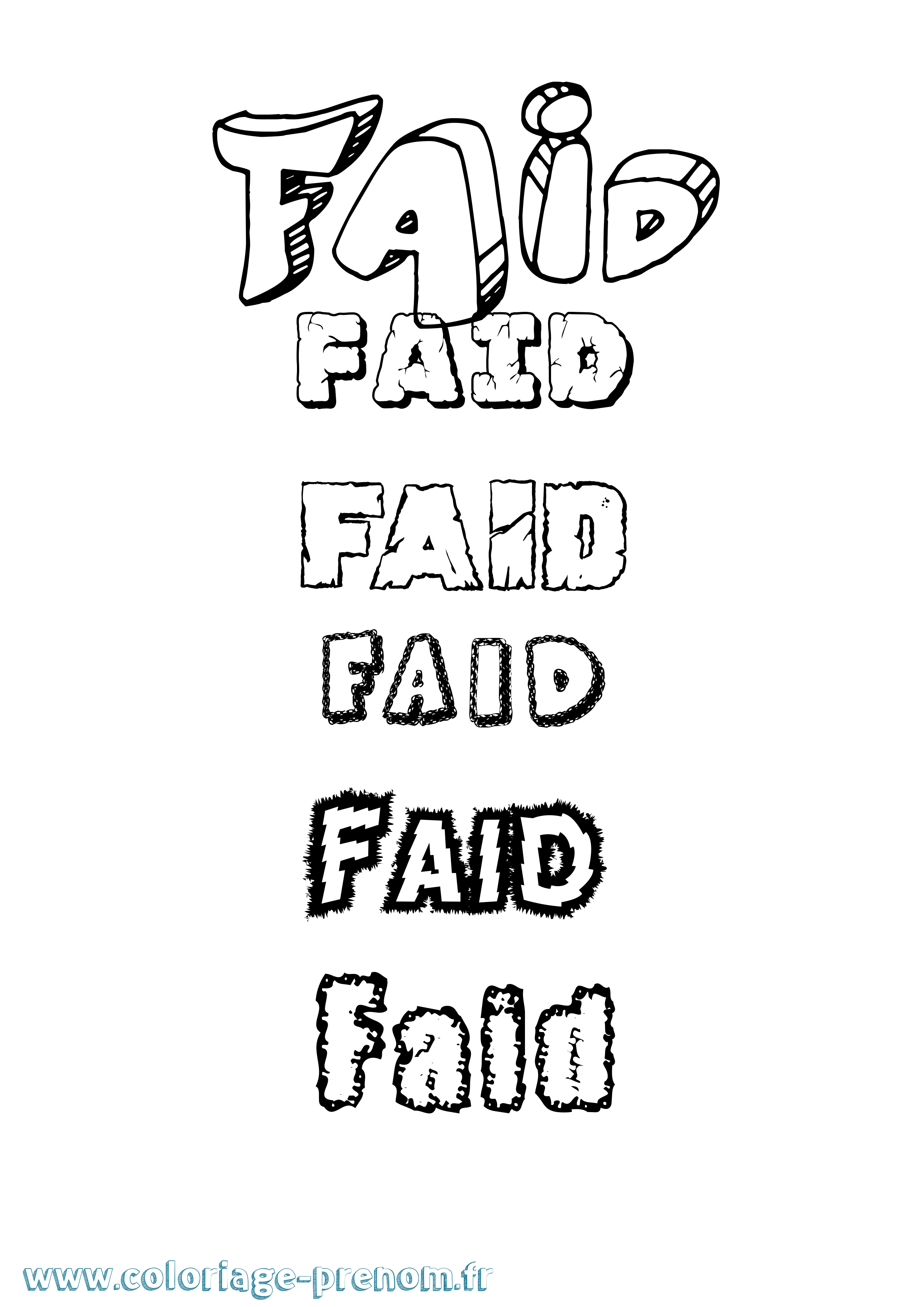 Coloriage Faid Destructuré Coloriage prénom Faid Destructuré