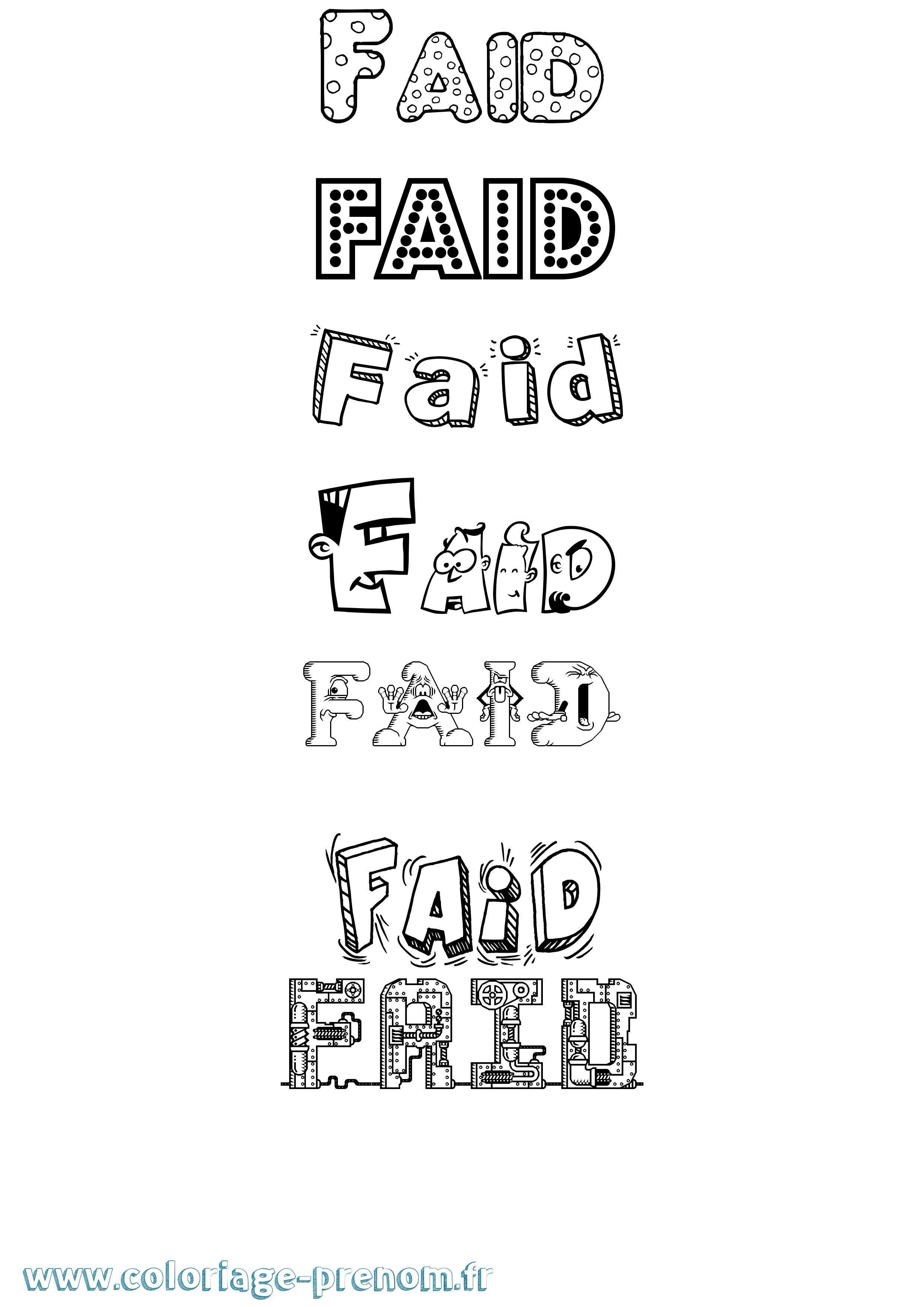 Coloriage Faid Fun Coloriage prénom Faid Fun