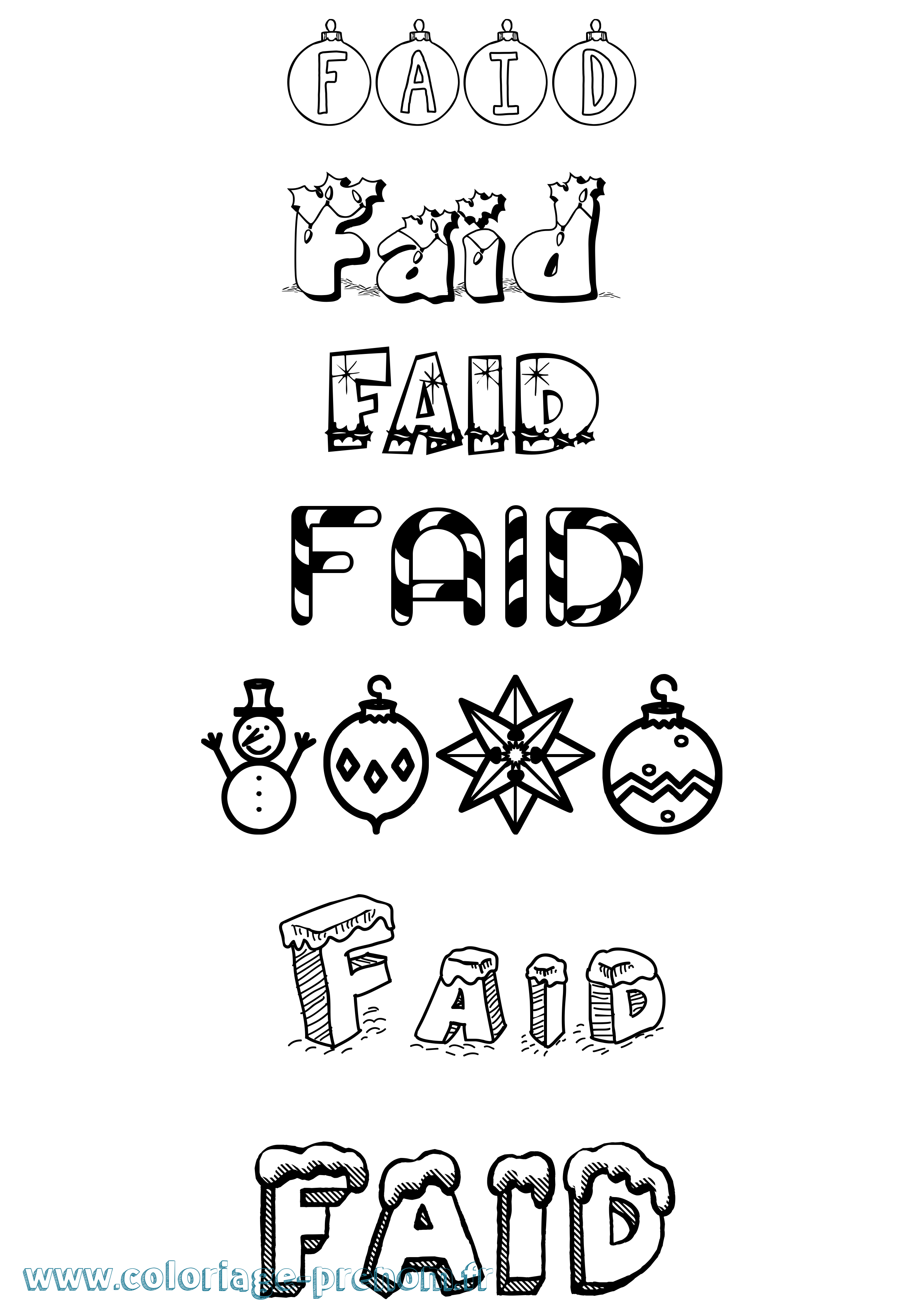 Coloriage Faid Noël Coloriage prénom Faid Noël