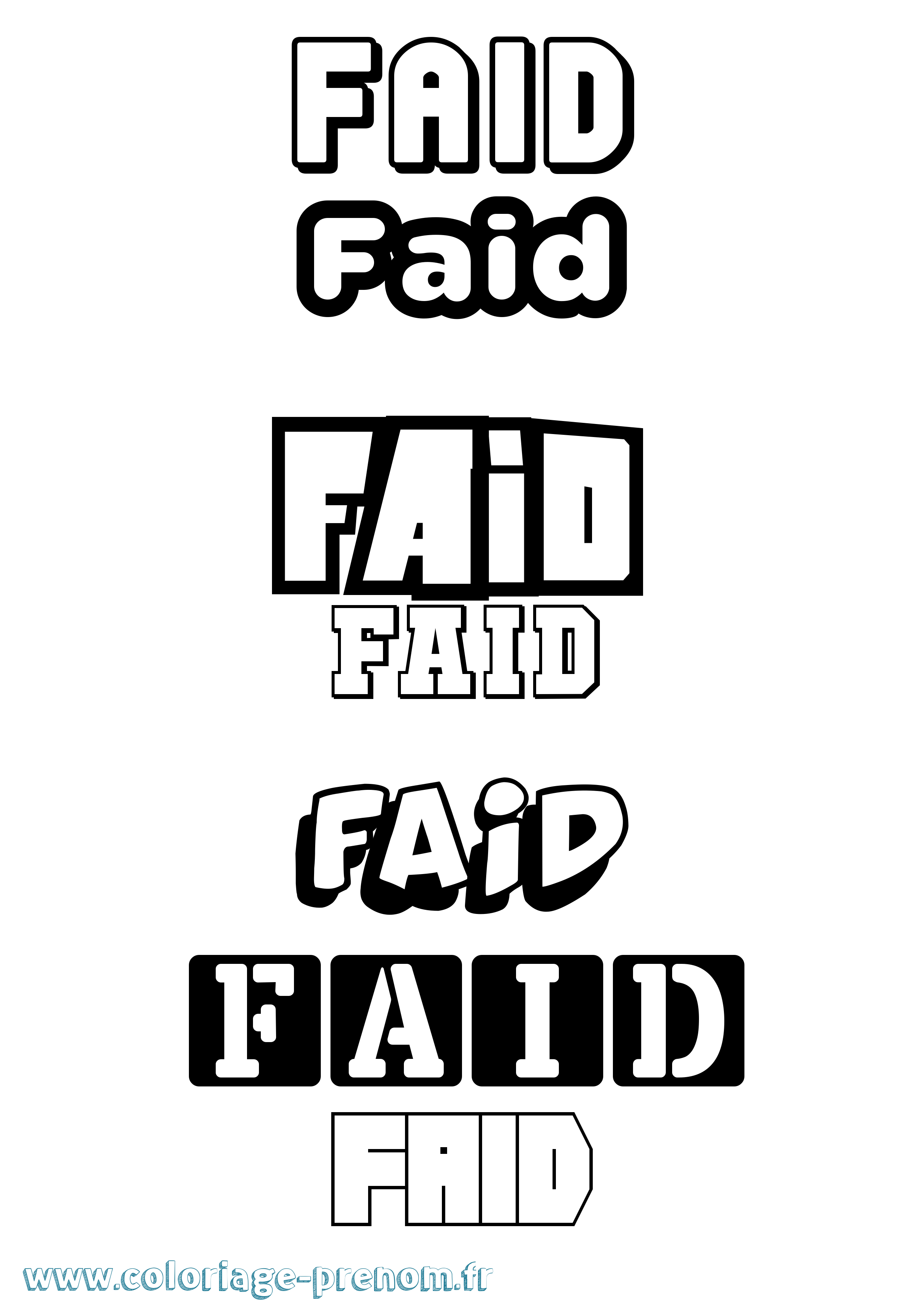 Coloriage Faid Simple Coloriage prénom Faid Simple