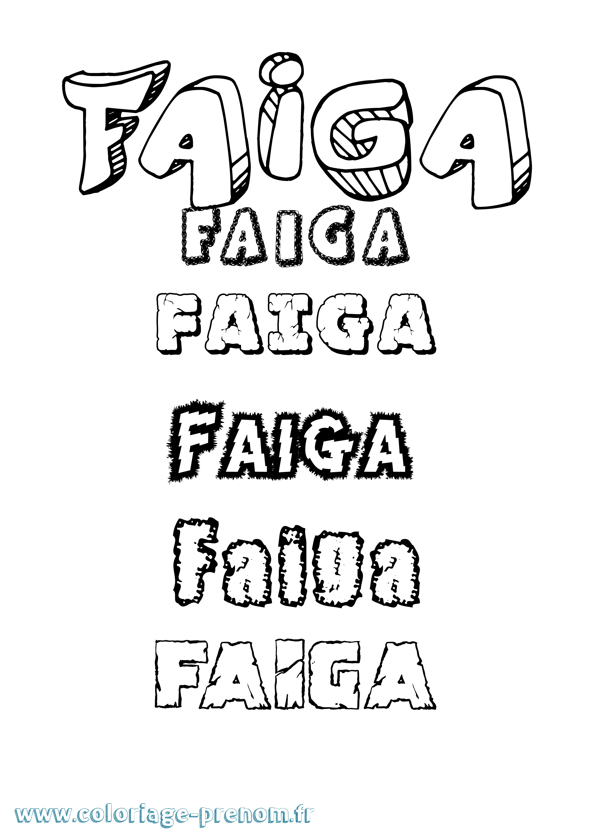 Coloriage Faiga Destructuré Coloriage prénom Faiga Destructuré