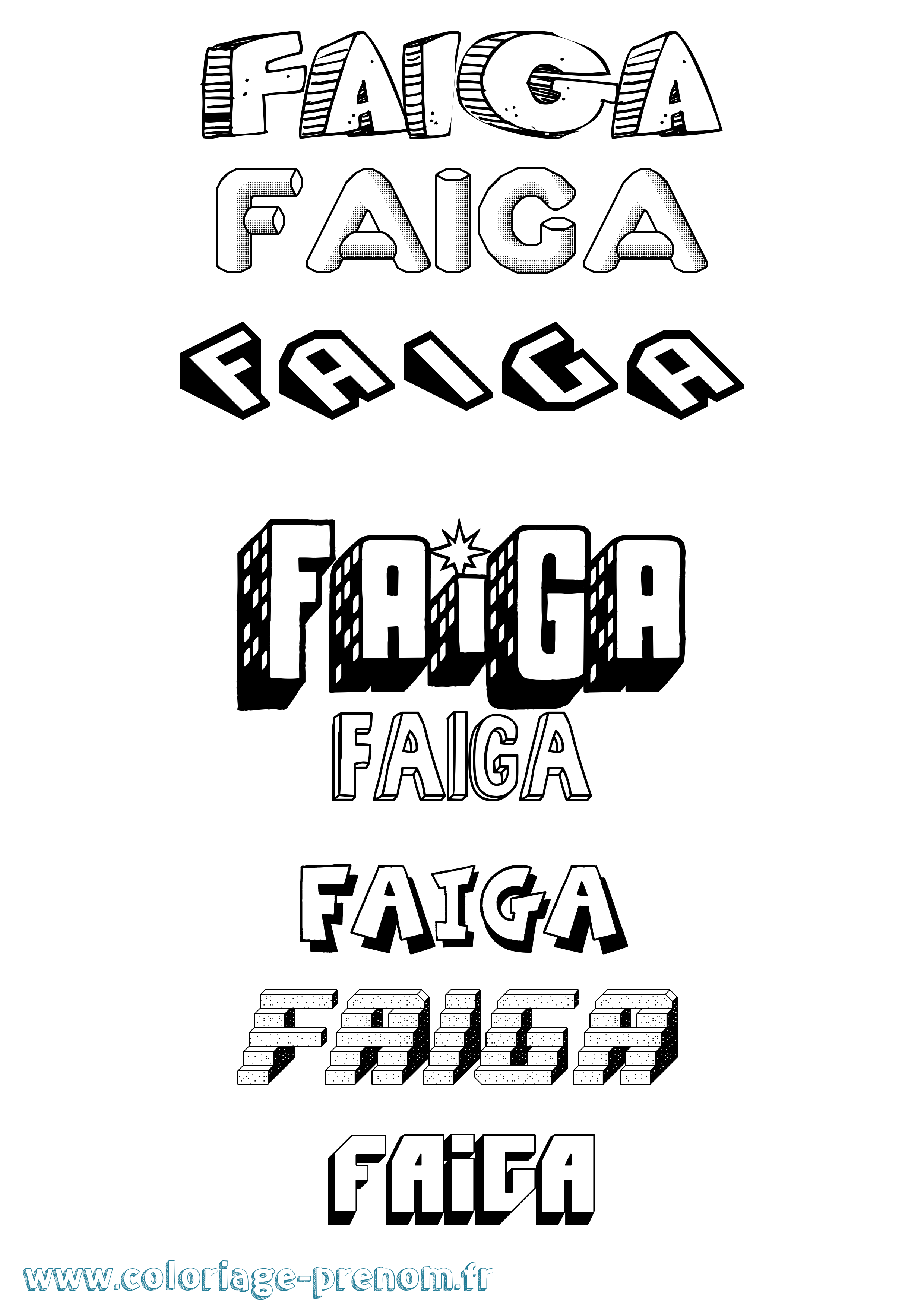 Coloriage Faiga Effet 3D Coloriage prénom Faiga Effet 3D