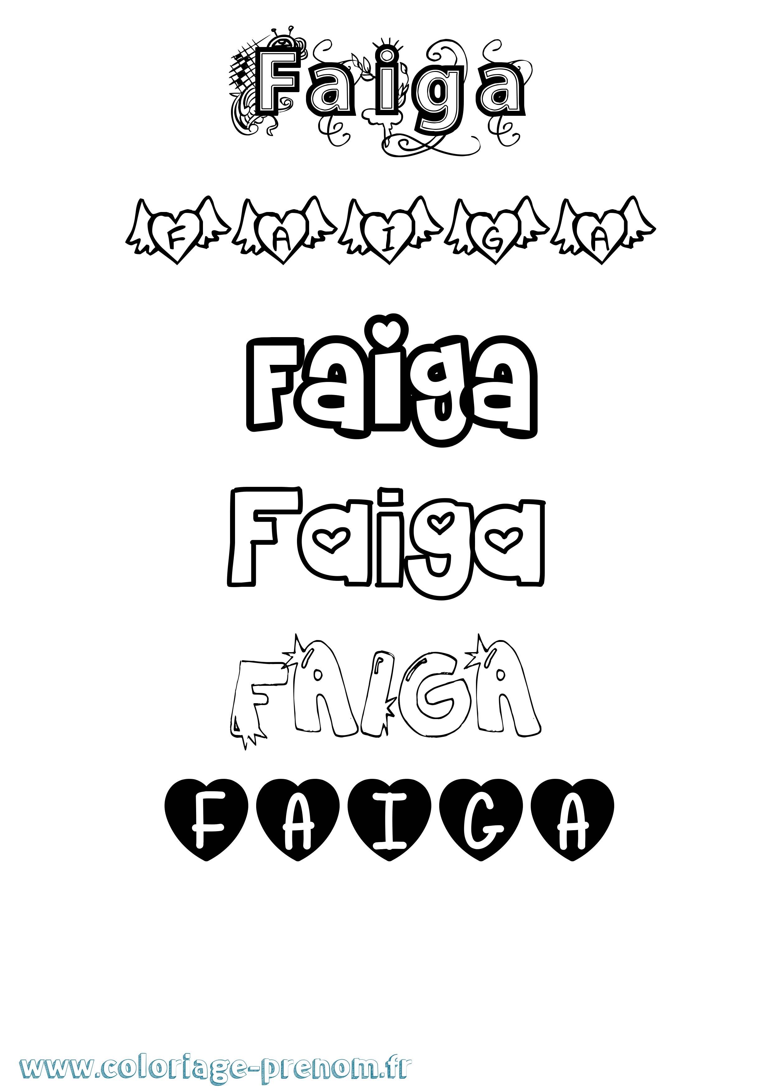 Coloriage Faiga Girly Coloriage prénom Faiga Girly
