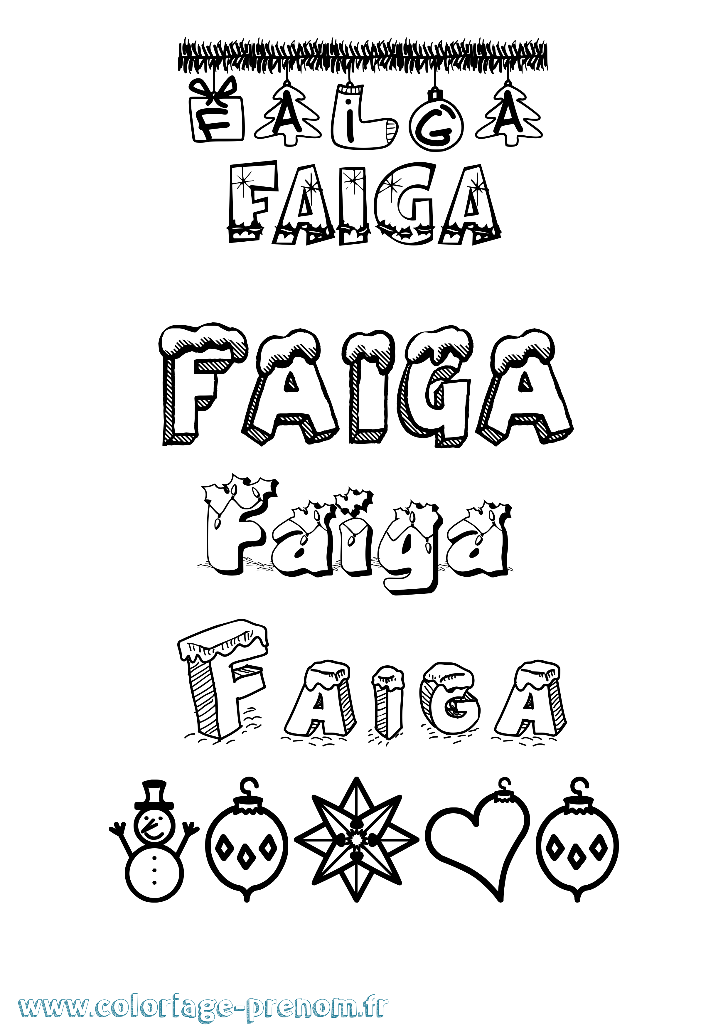 Coloriage Faiga Noël Coloriage prénom Faiga Noël