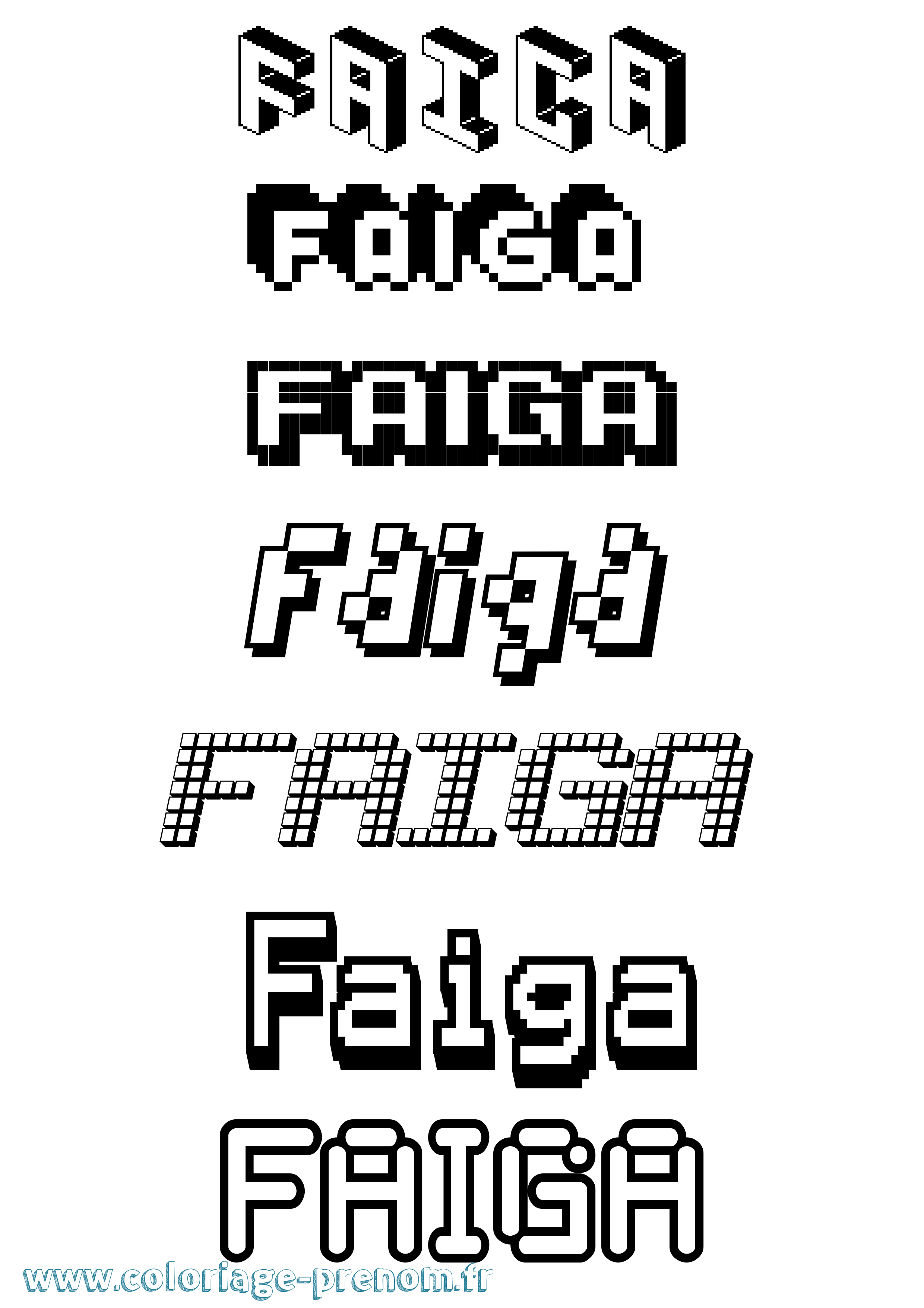 Coloriage Faiga Pixel Coloriage prénom Faiga Pixel
