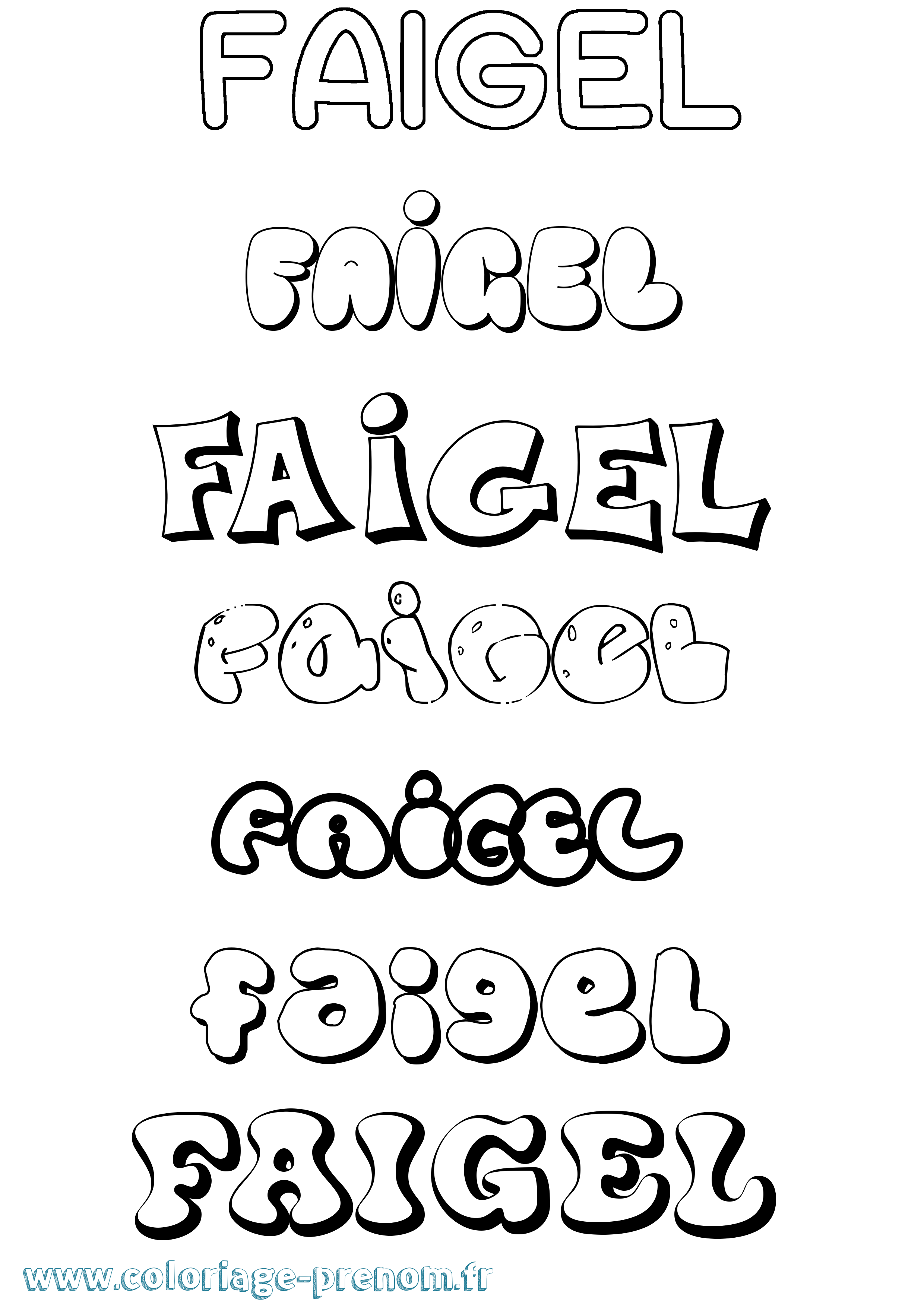 Coloriage prénom Faigel Bubble