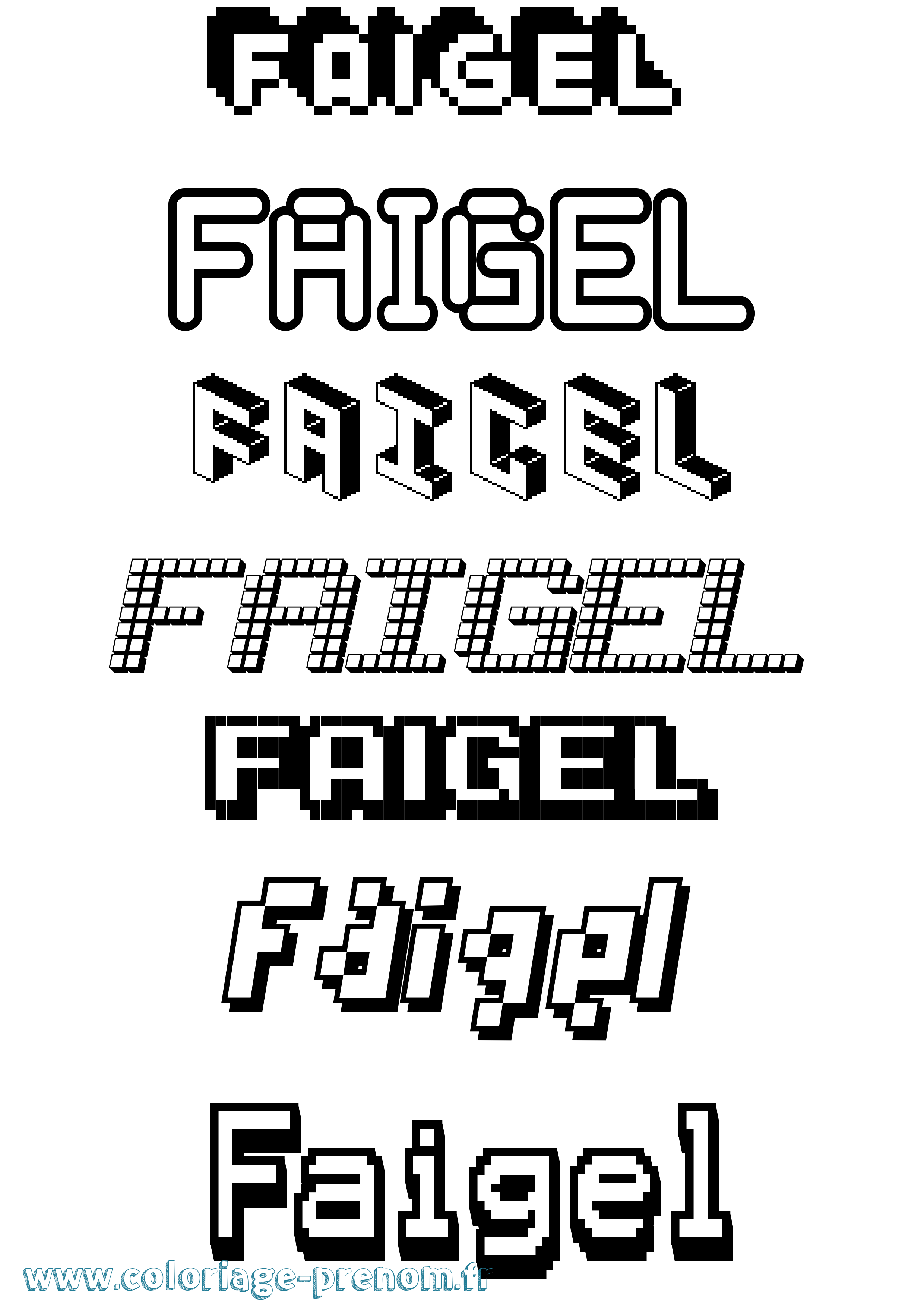 Coloriage prénom Faigel Pixel