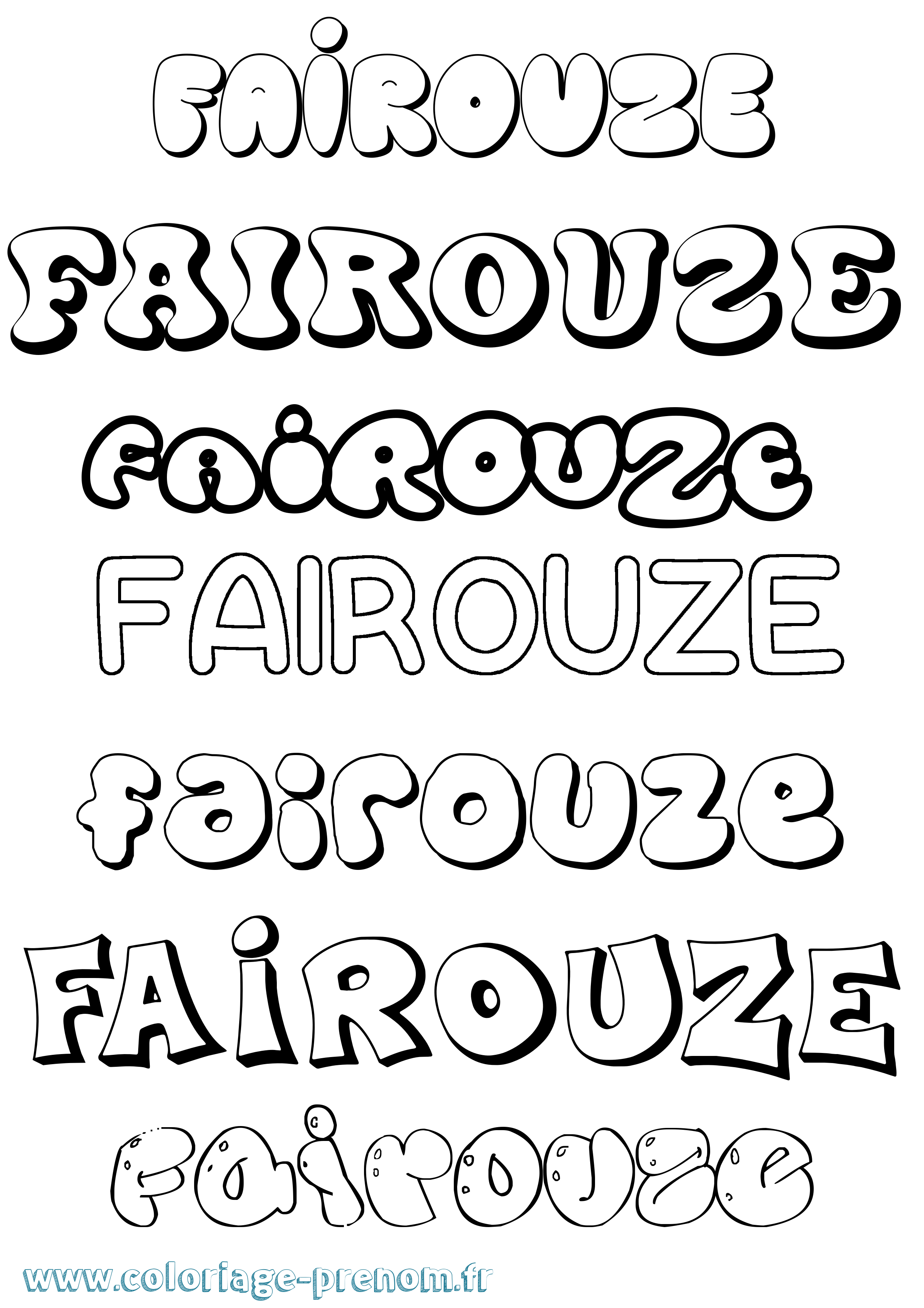 Coloriage Fairouze Bubble Coloriage prénom Fairouze Bubble