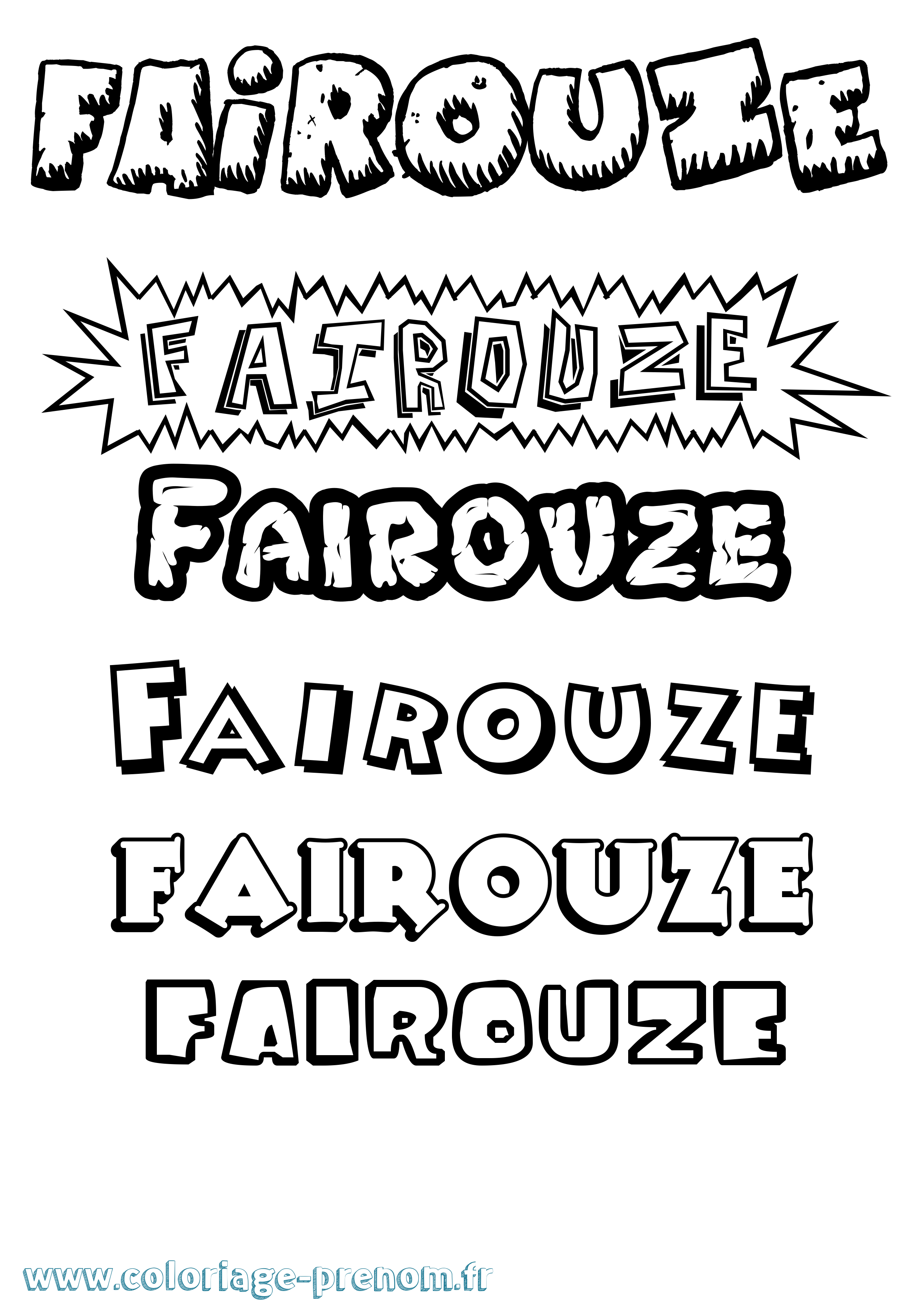 Coloriage Fairouze Dessin Animé Coloriage prénom Fairouze Dessin Animé