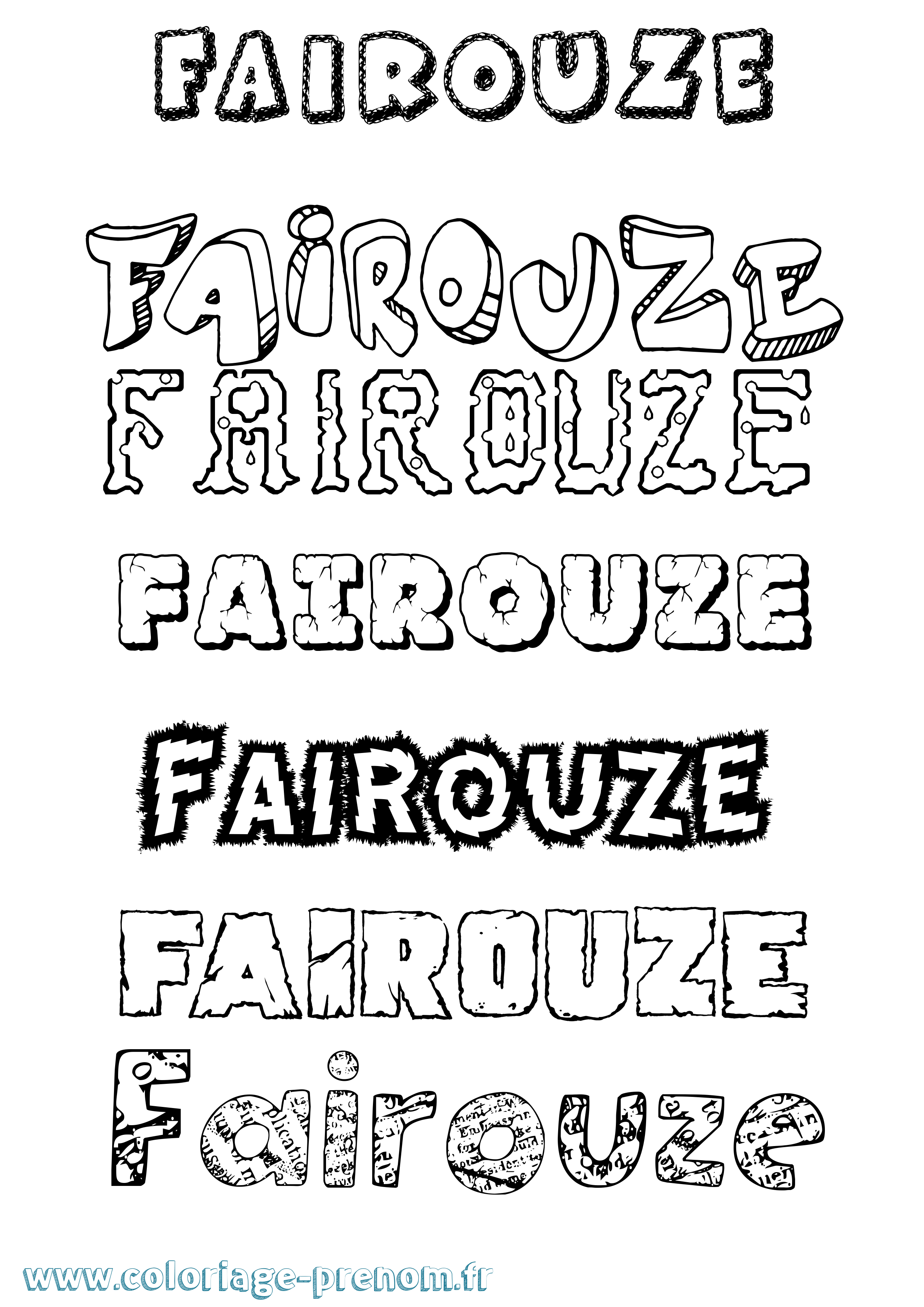 Coloriage Fairouze Destructuré Coloriage prénom Fairouze Destructuré