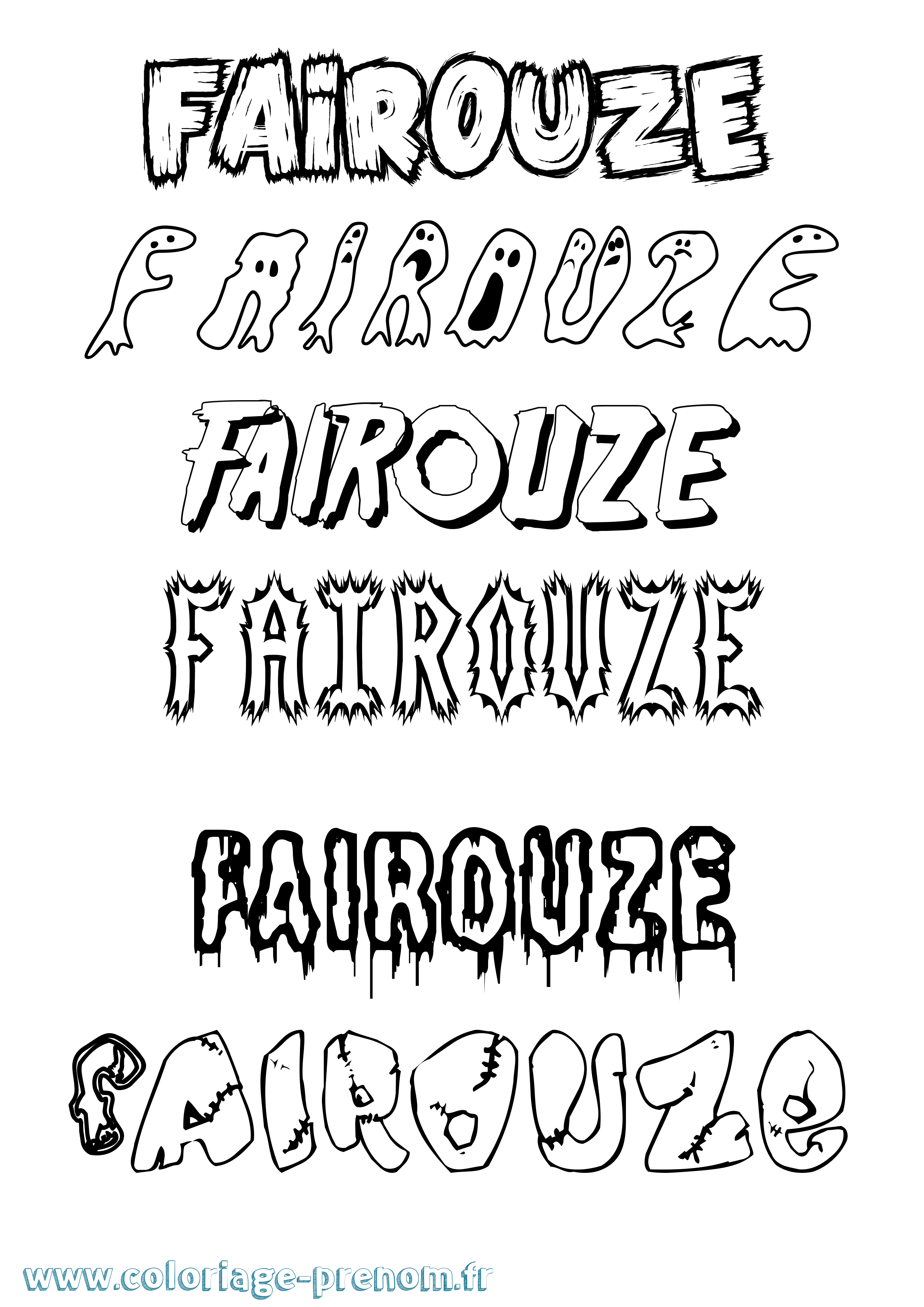 Coloriage Fairouze Frisson Coloriage prénom Fairouze Frisson