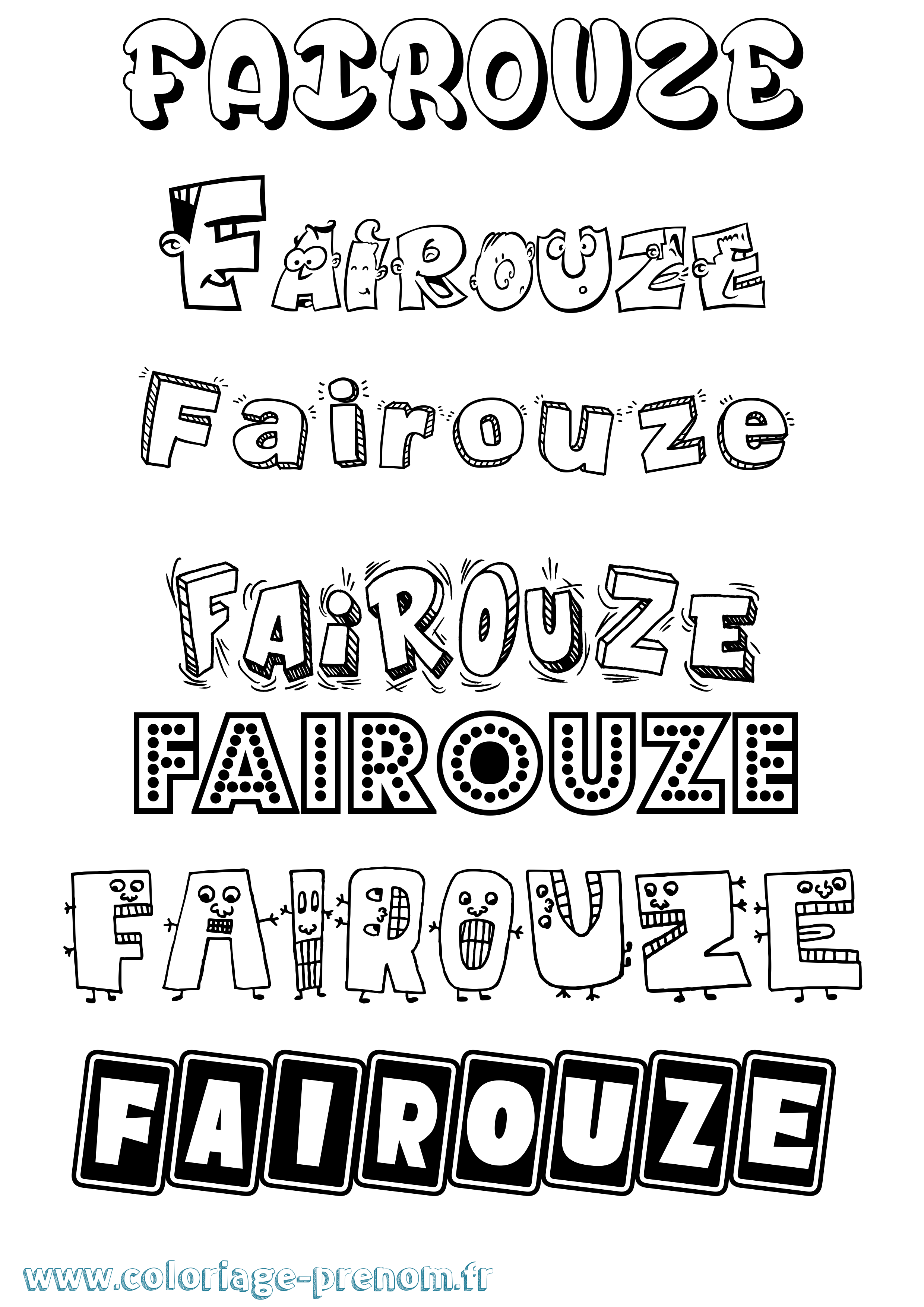 Coloriage Fairouze Fun Coloriage prénom Fairouze Fun