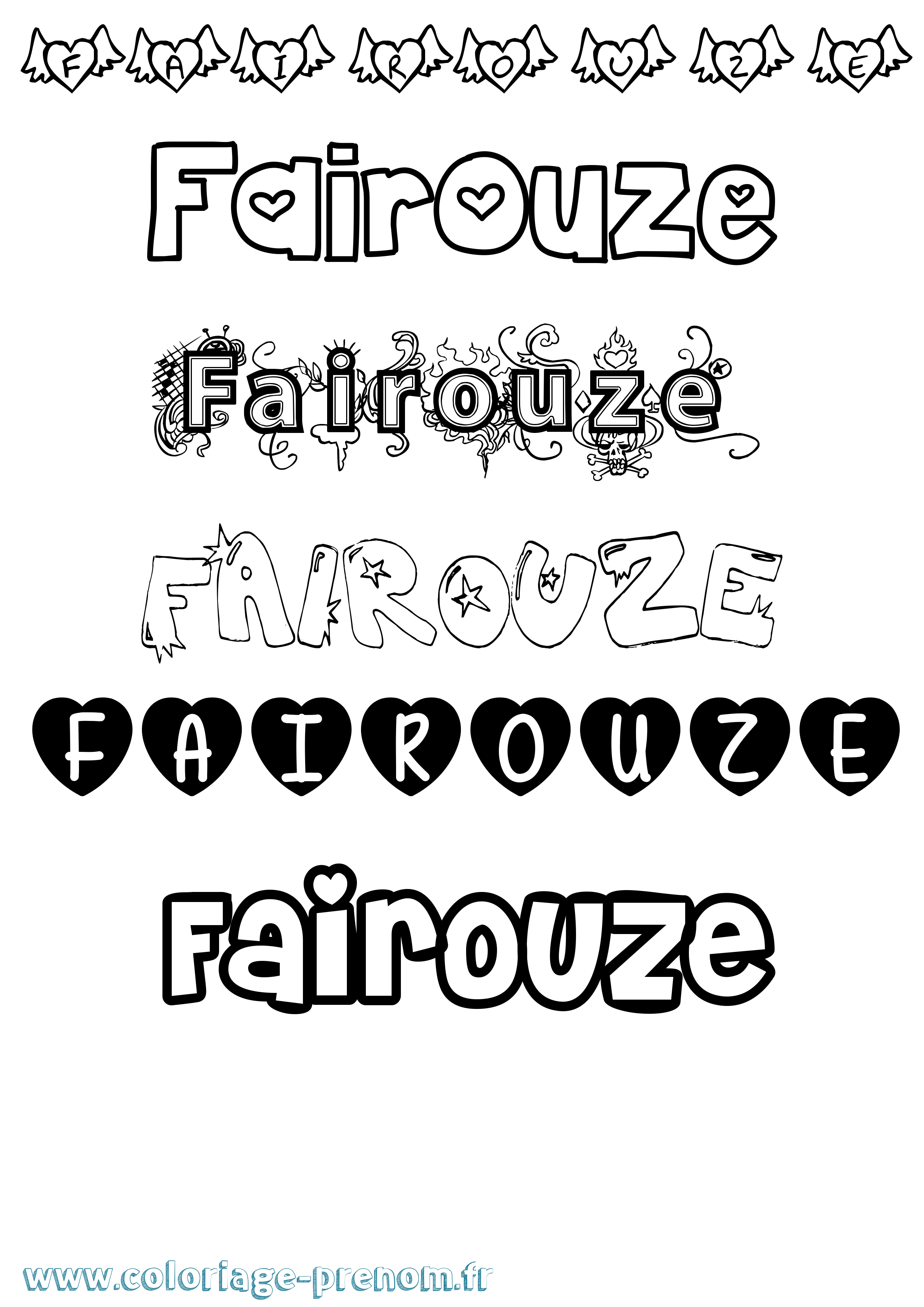 Coloriage Fairouze Girly Coloriage prénom Fairouze Girly