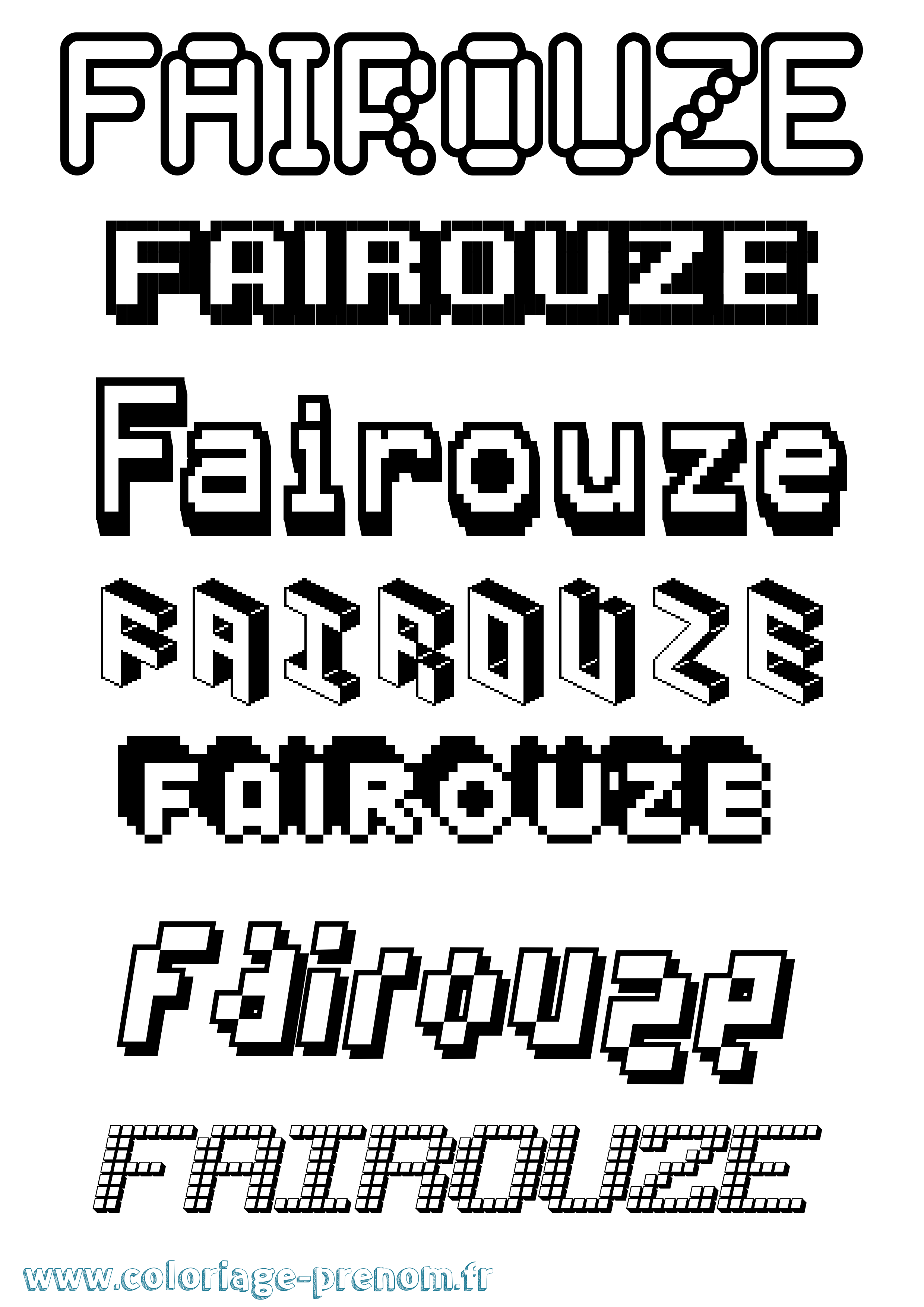Coloriage Fairouze Pixel Coloriage prénom Fairouze Pixel