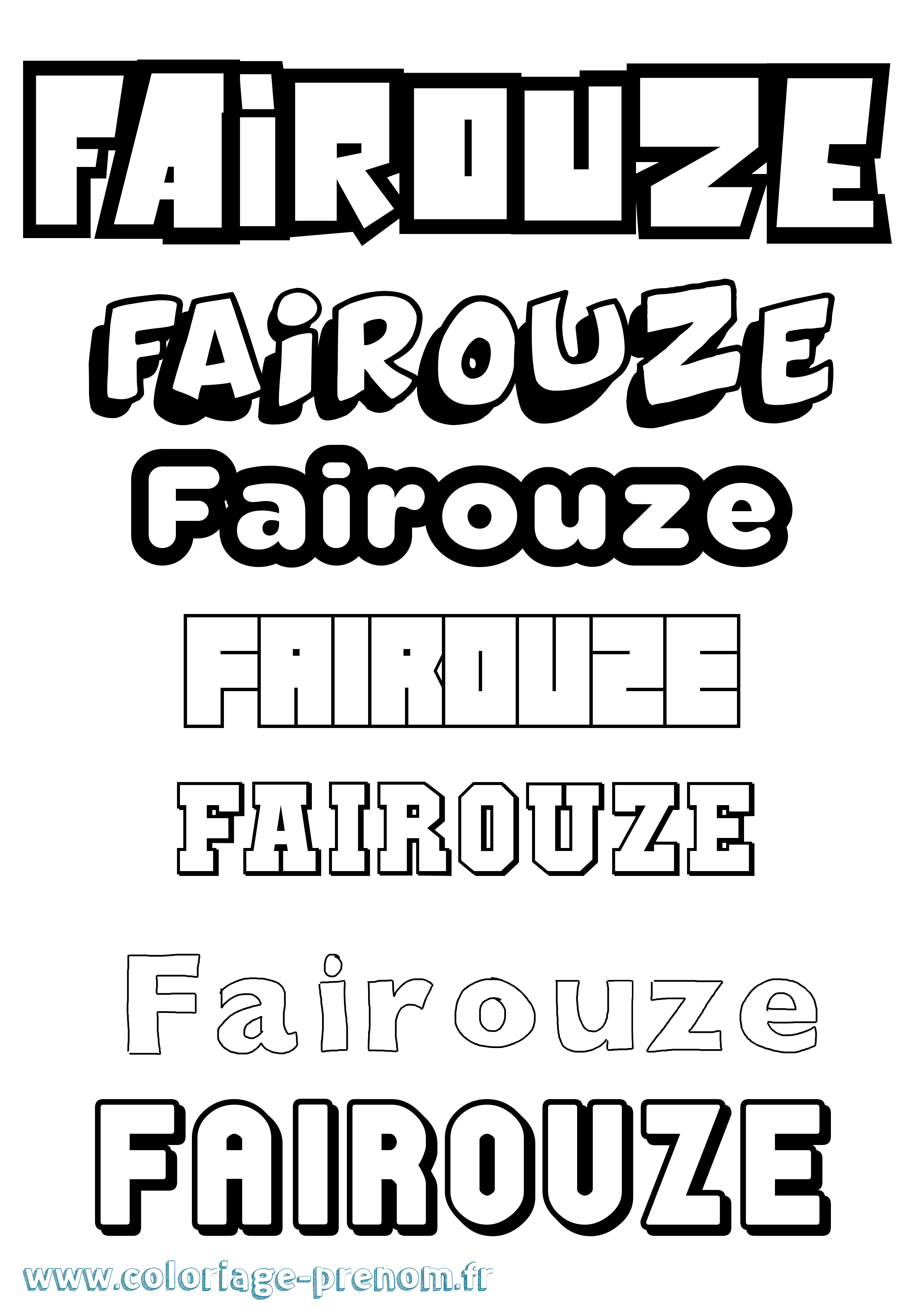 Coloriage Fairouze Simple Coloriage prénom Fairouze Simple