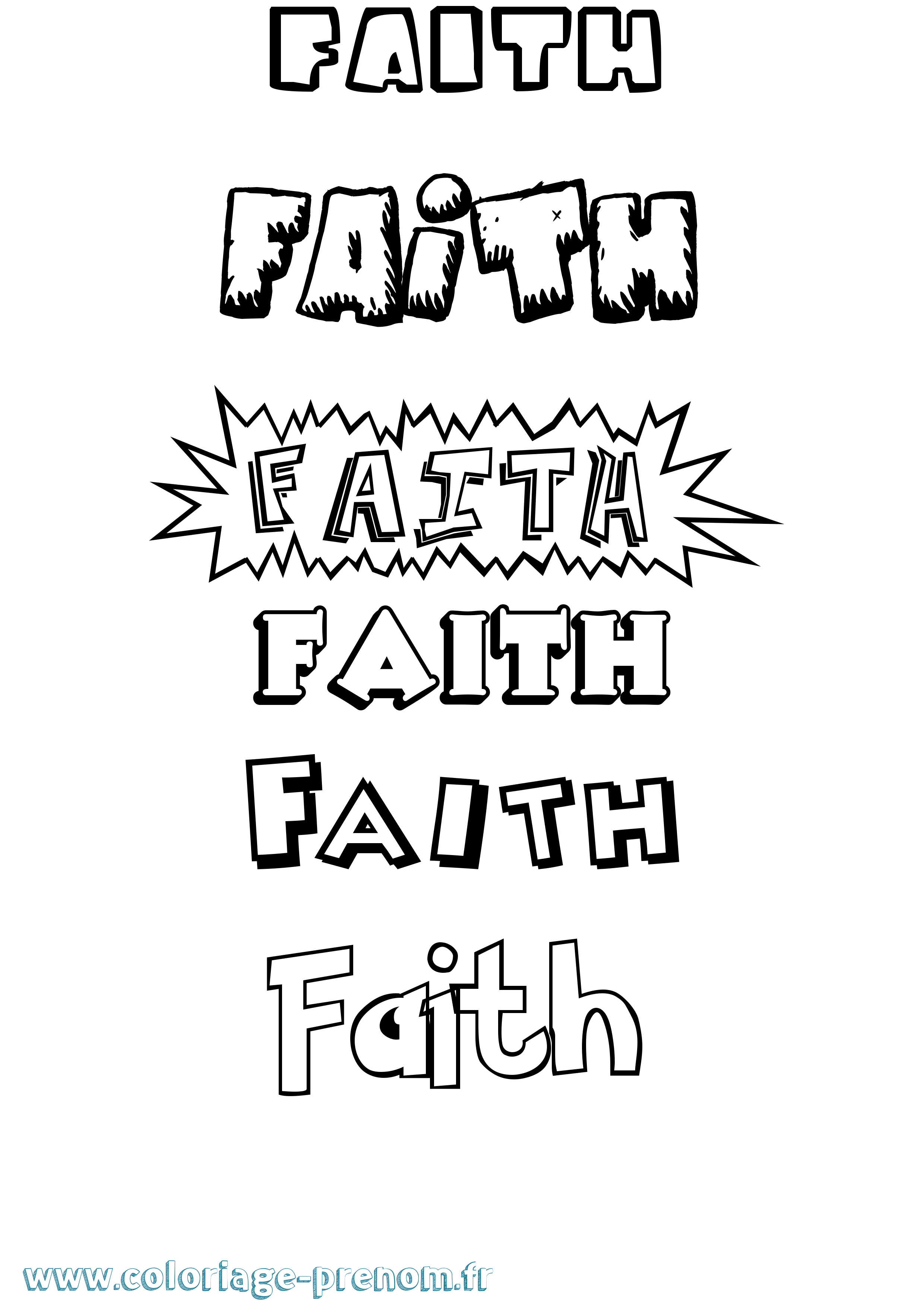 Coloriage prénom Faith Dessin Animé