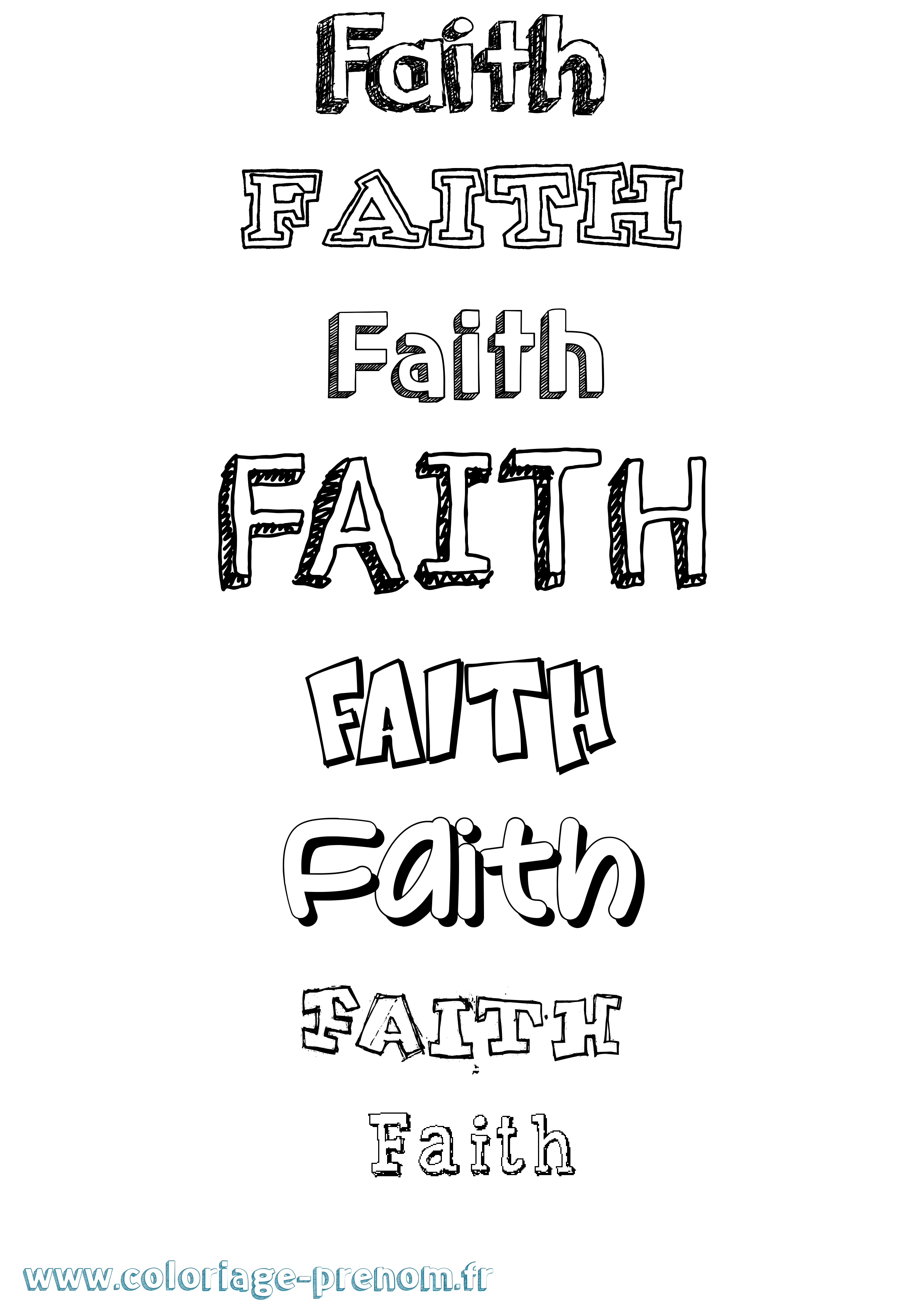 Coloriage prénom Faith Dessiné