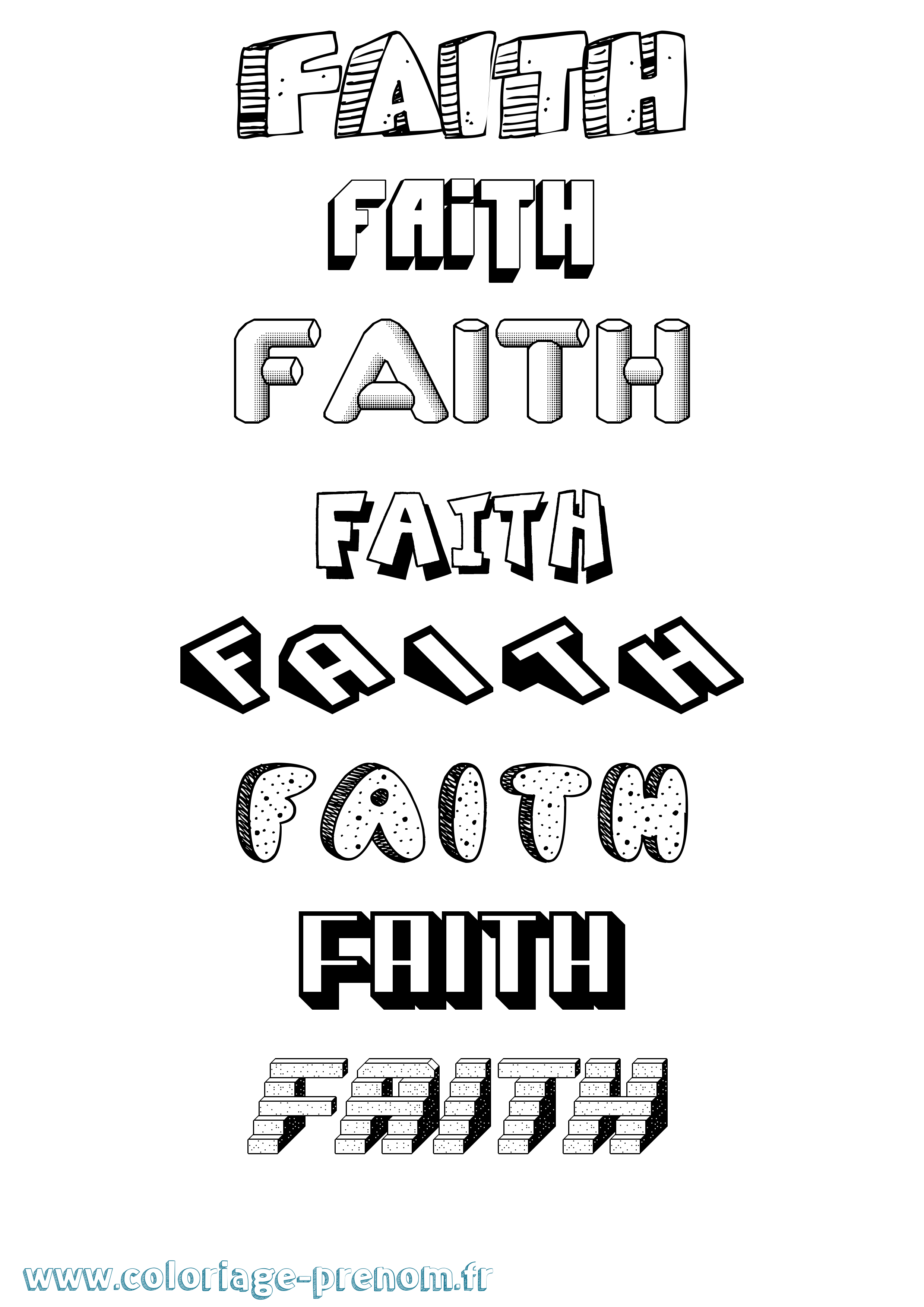 Coloriage prénom Faith Effet 3D