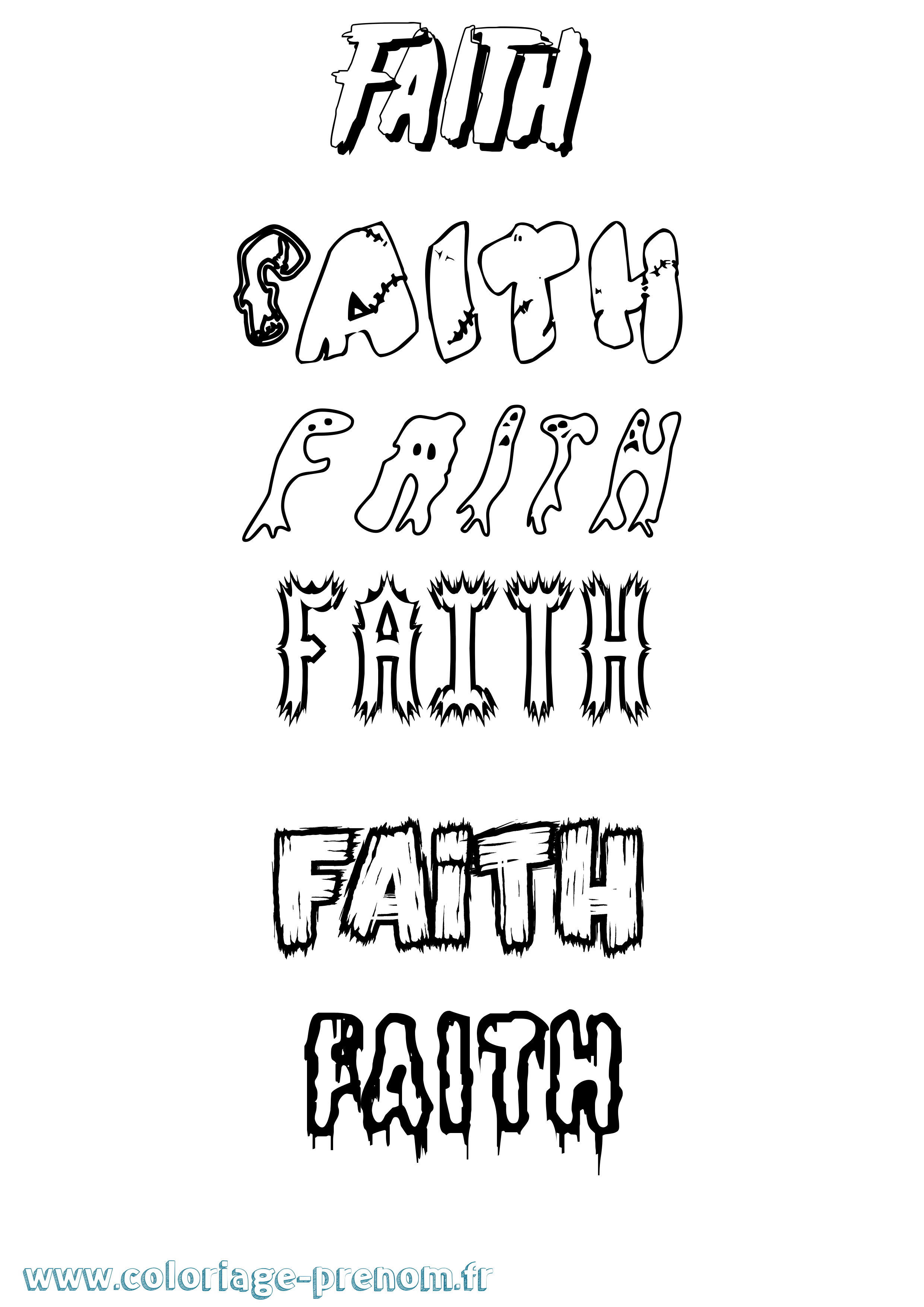Coloriage prénom Faith Frisson