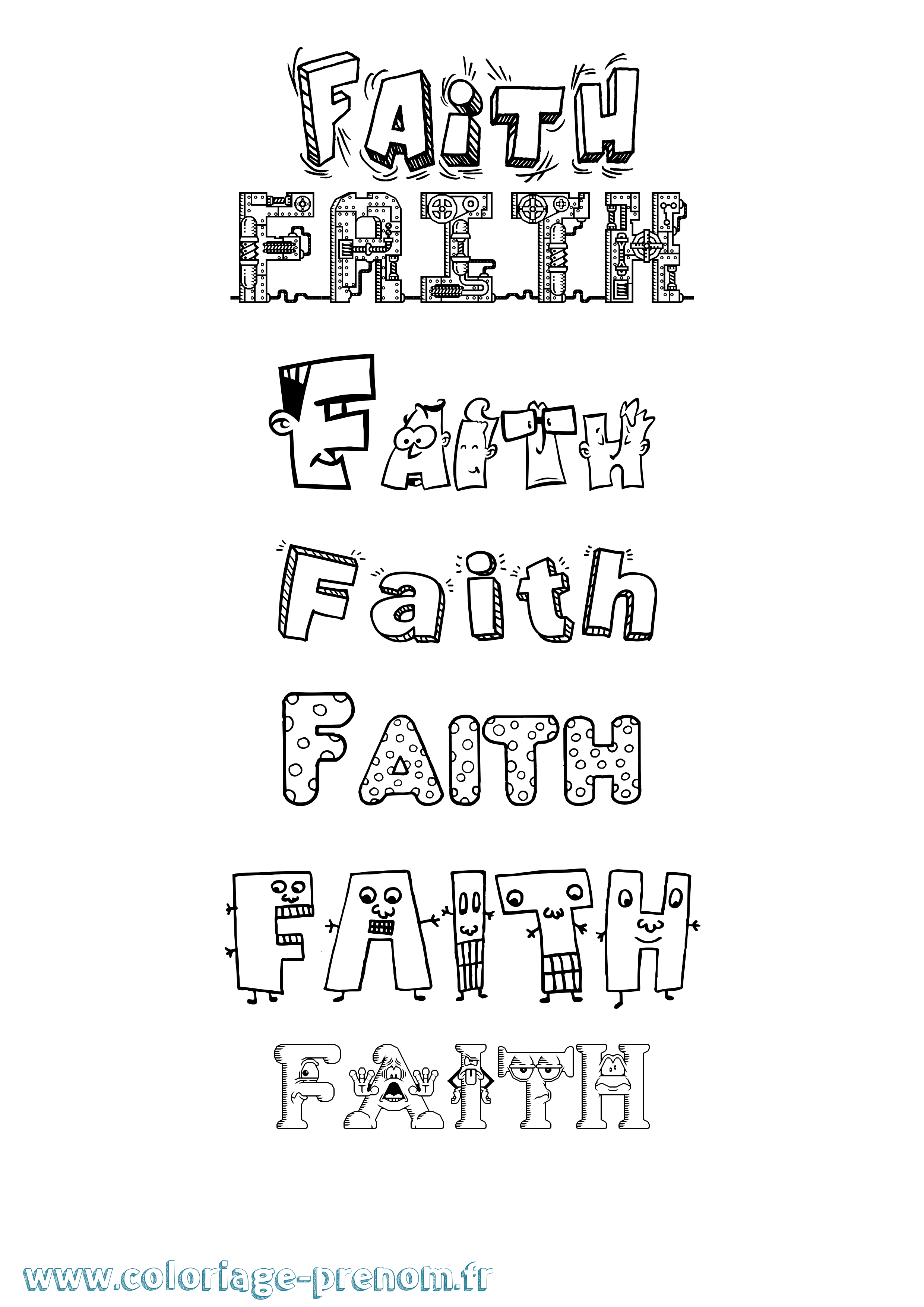 Coloriage prénom Faith Fun