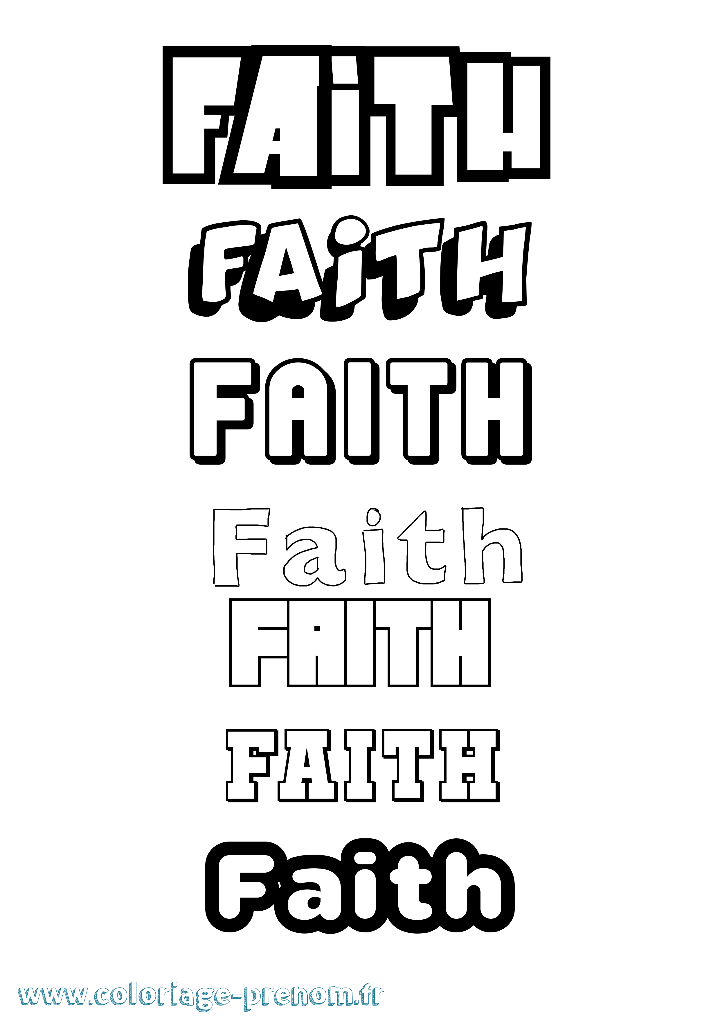 Coloriage prénom Faith Simple