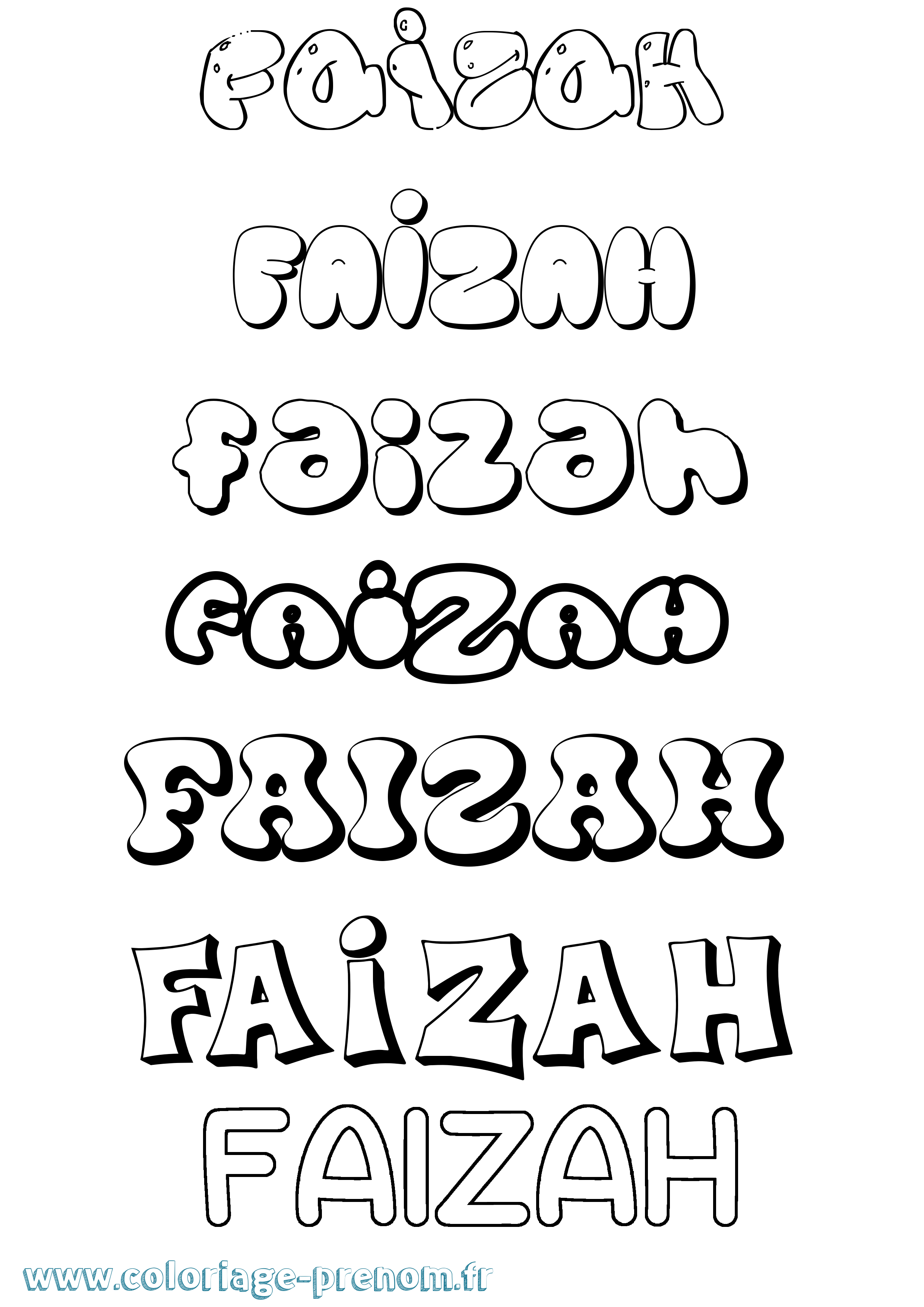 Coloriage prénom Faizah Bubble