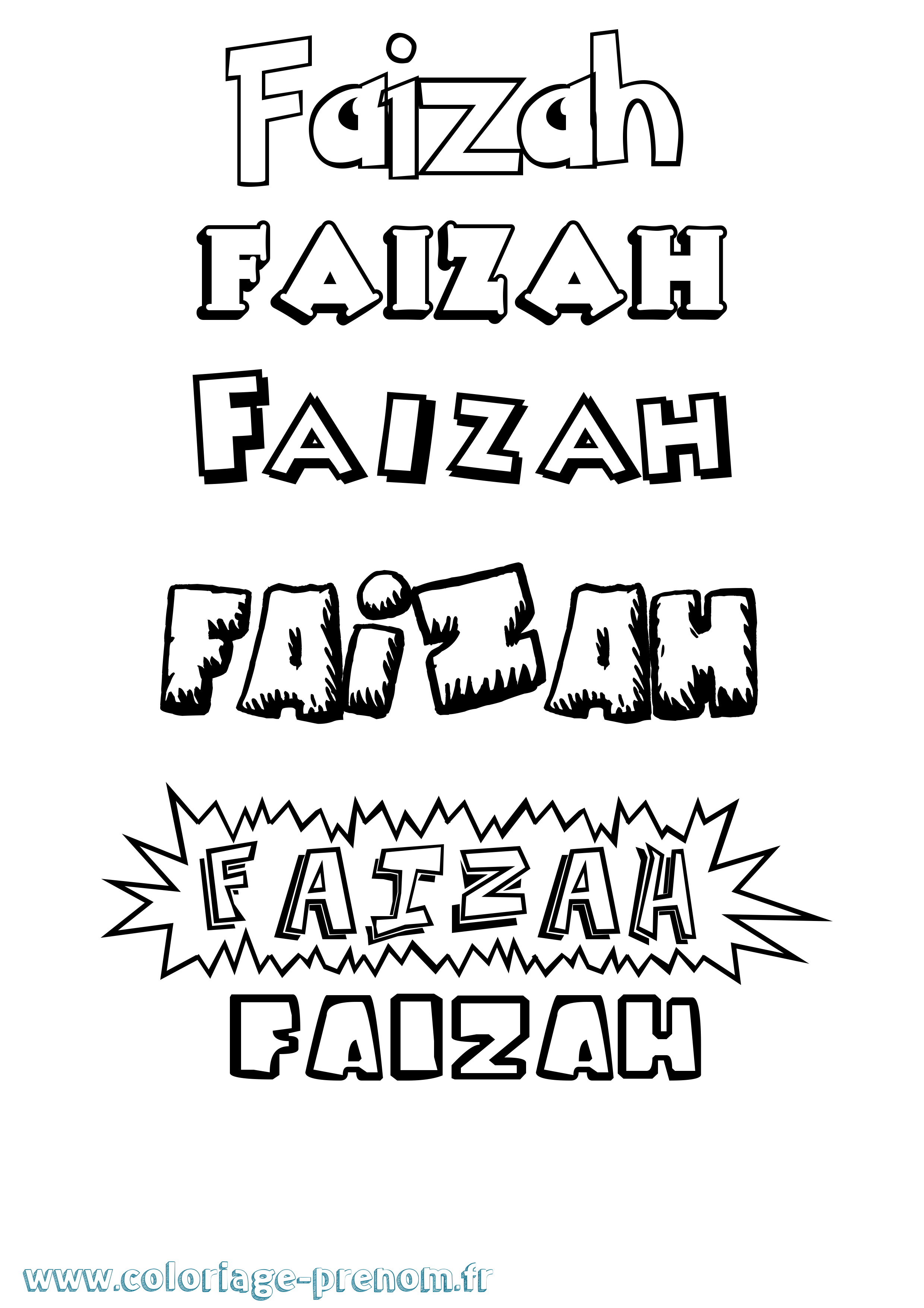 Coloriage prénom Faizah Dessin Animé
