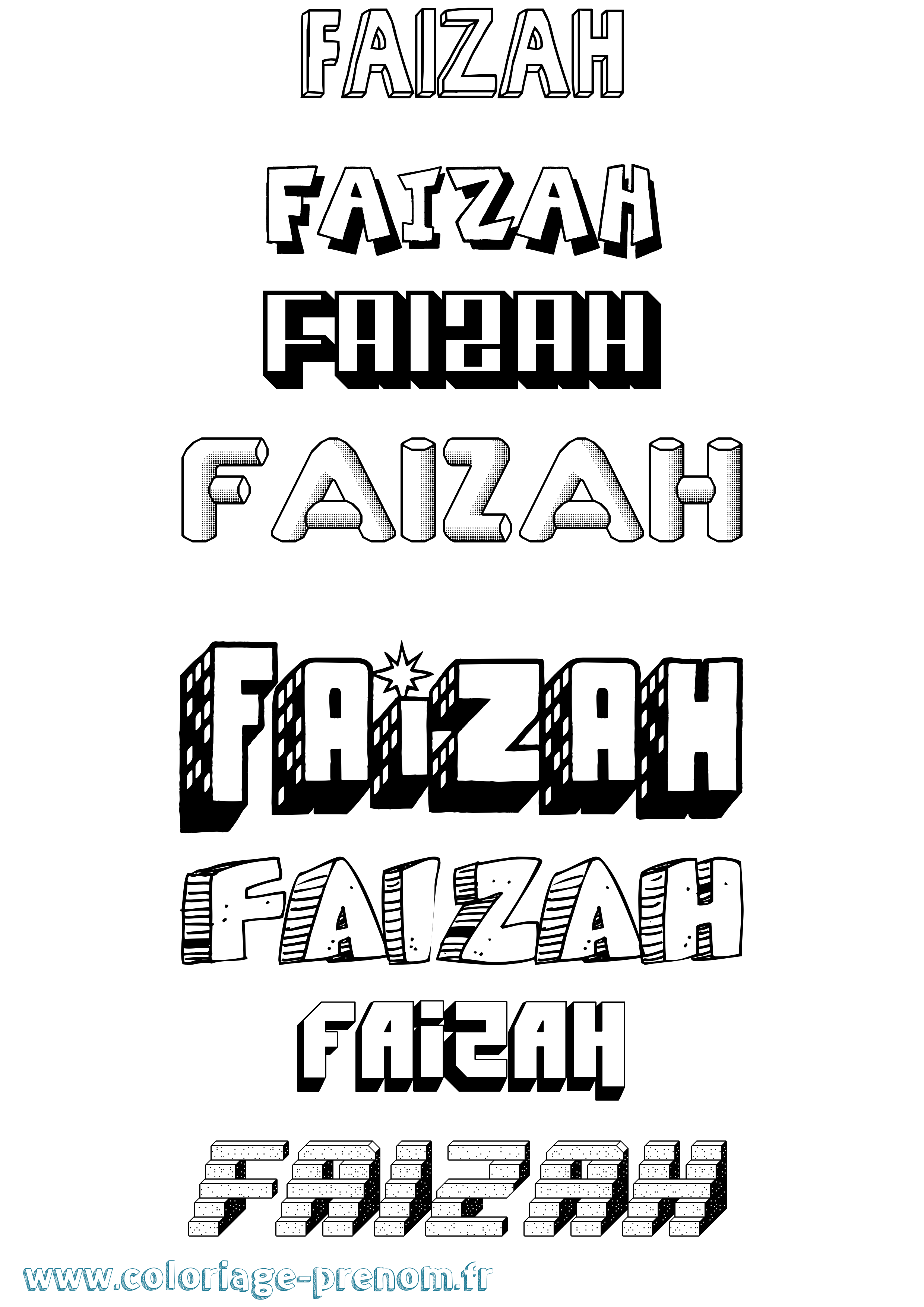 Coloriage prénom Faizah Effet 3D
