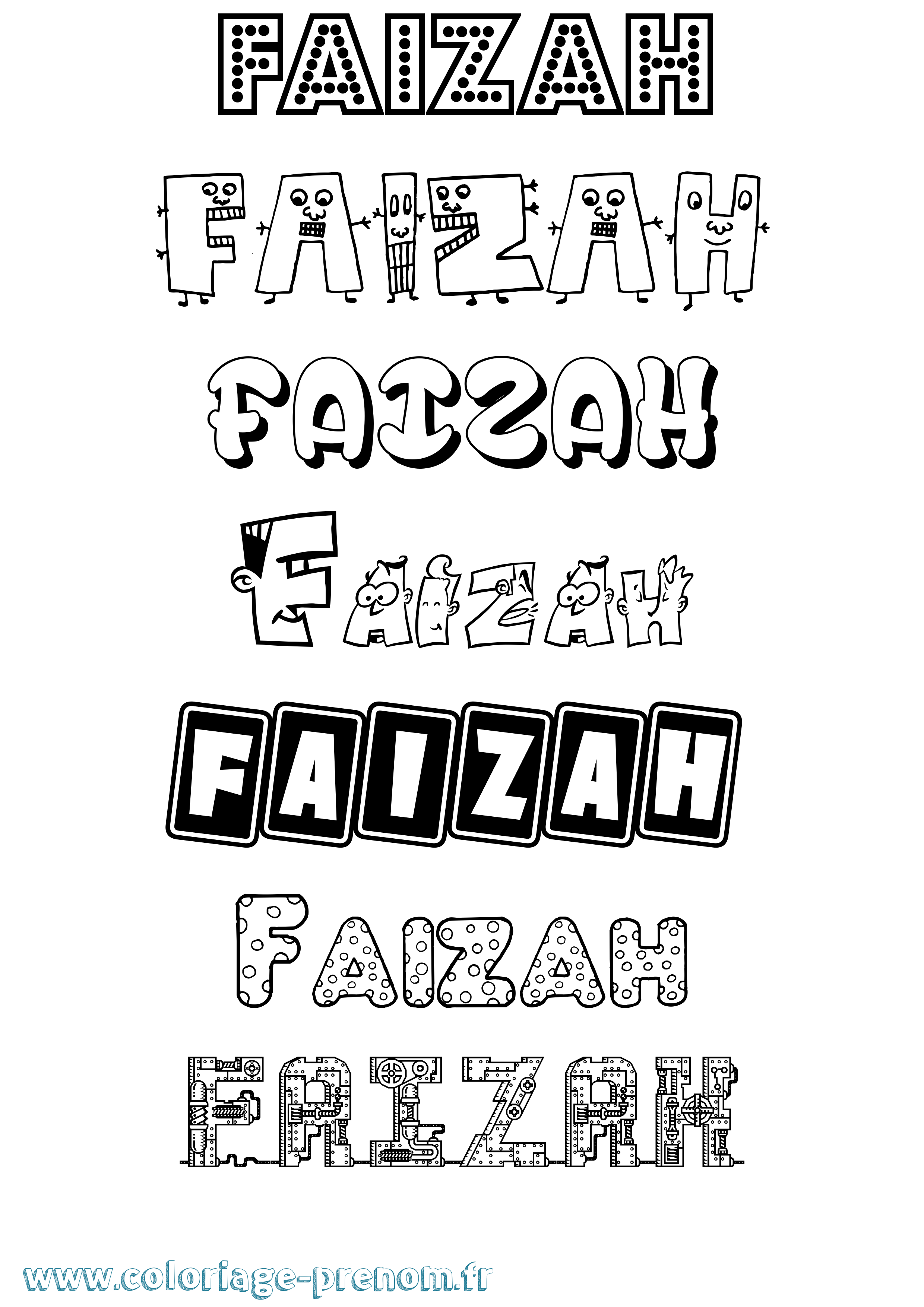Coloriage prénom Faizah Fun