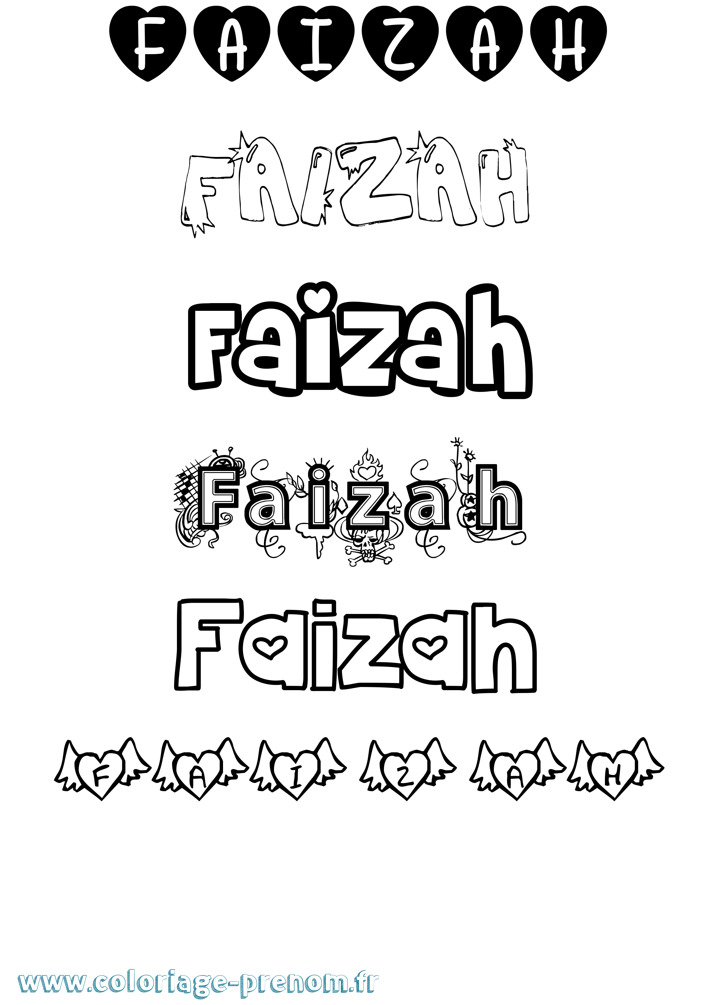 Coloriage prénom Faizah Girly
