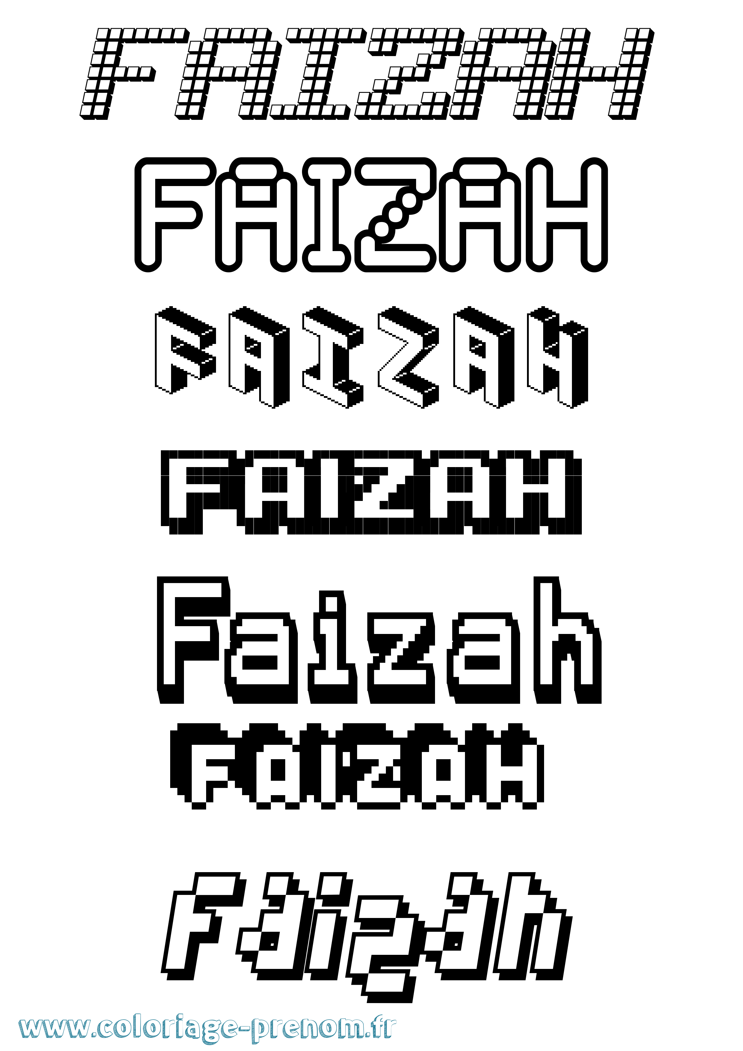 Coloriage prénom Faizah Pixel