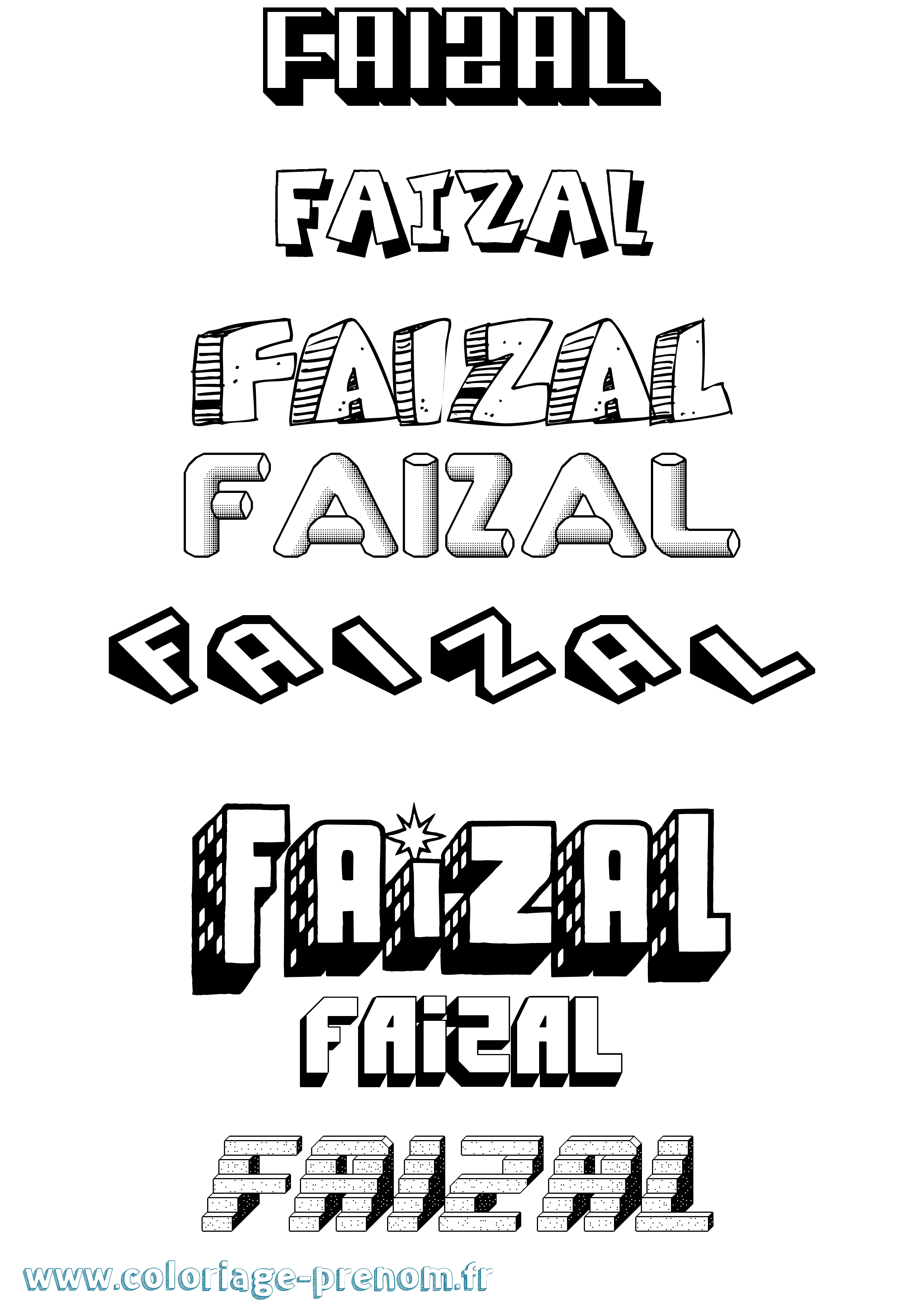 Coloriage Faizal Effet 3D Coloriage prénom Faizal Effet 3D