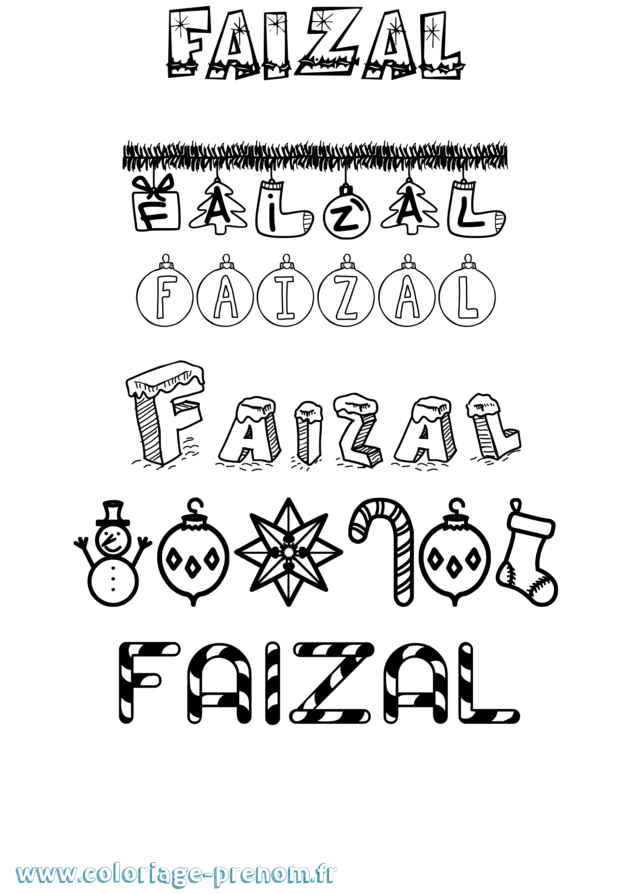 Coloriage Faizal Noël Coloriage prénom Faizal Noël