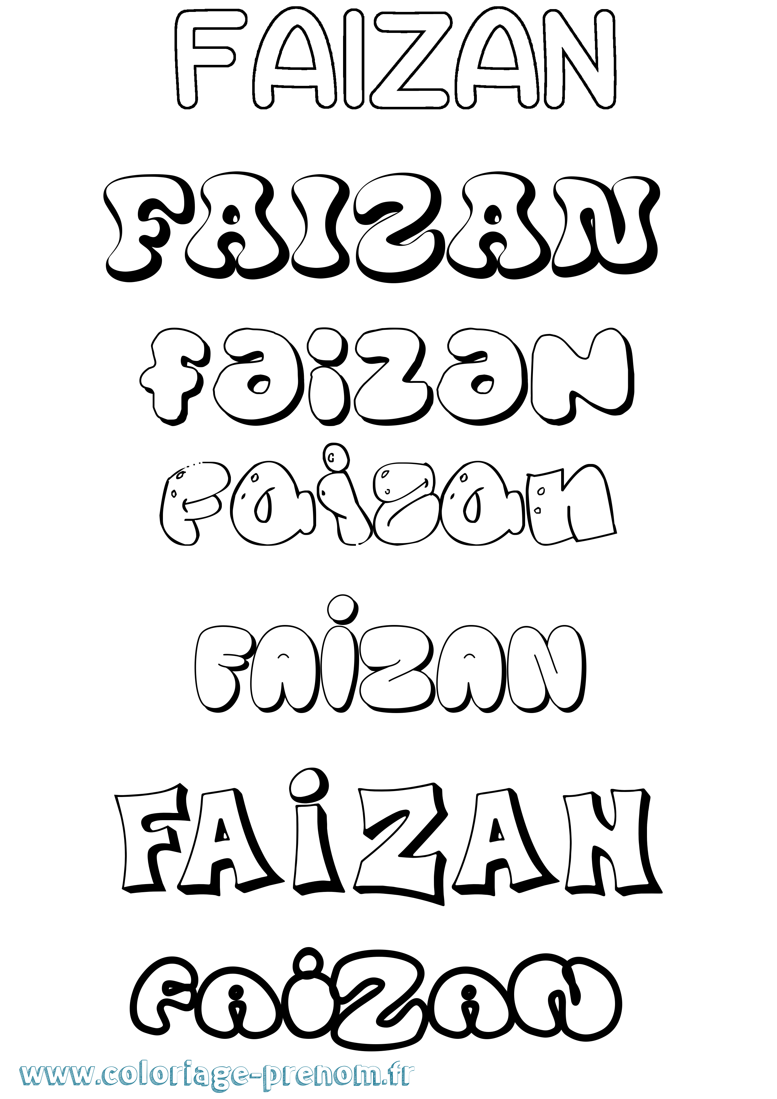 Coloriage Faizan Bubble Coloriage prénom Faizan Bubble