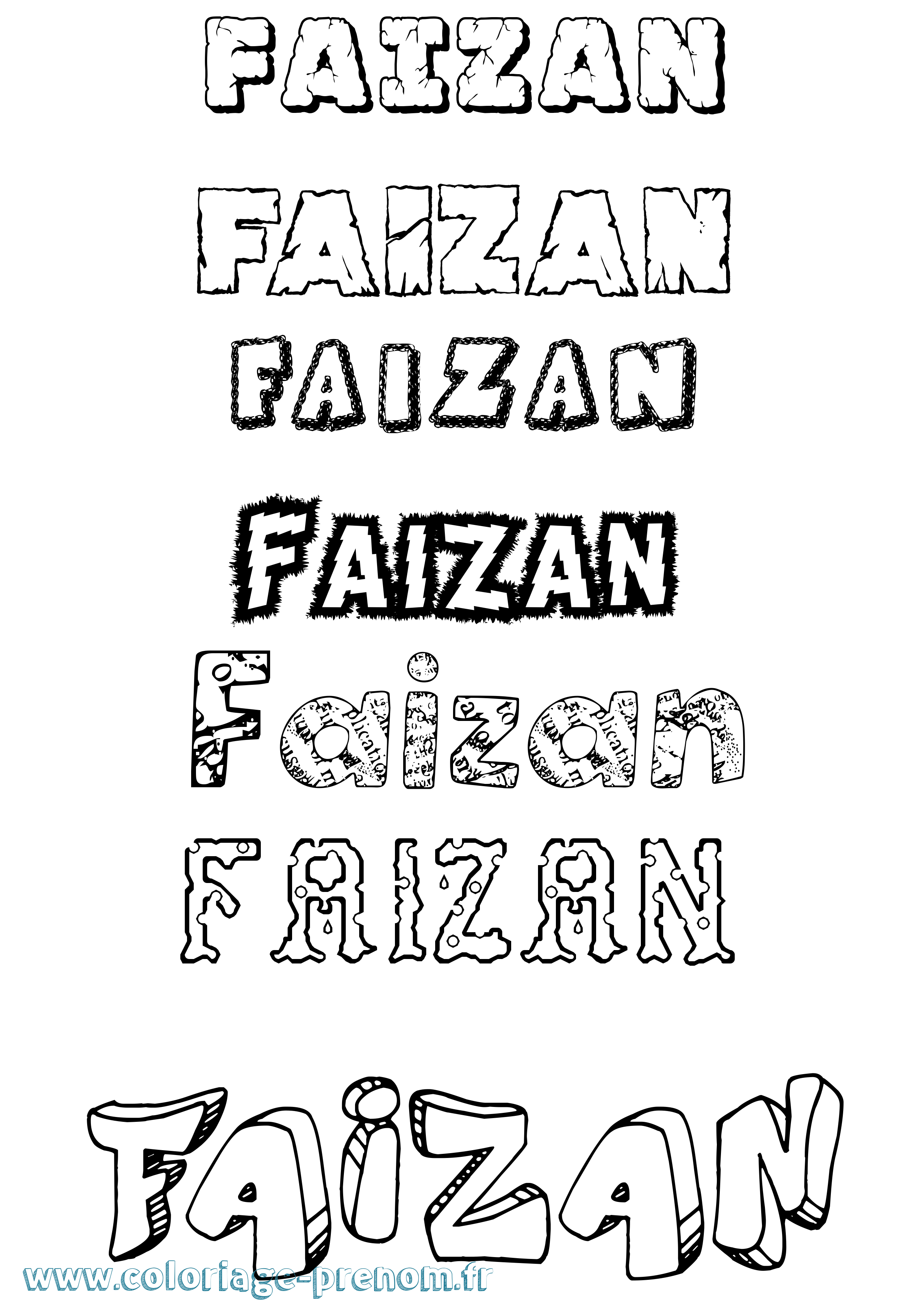 Coloriage Faizan Destructuré Coloriage prénom Faizan Destructuré