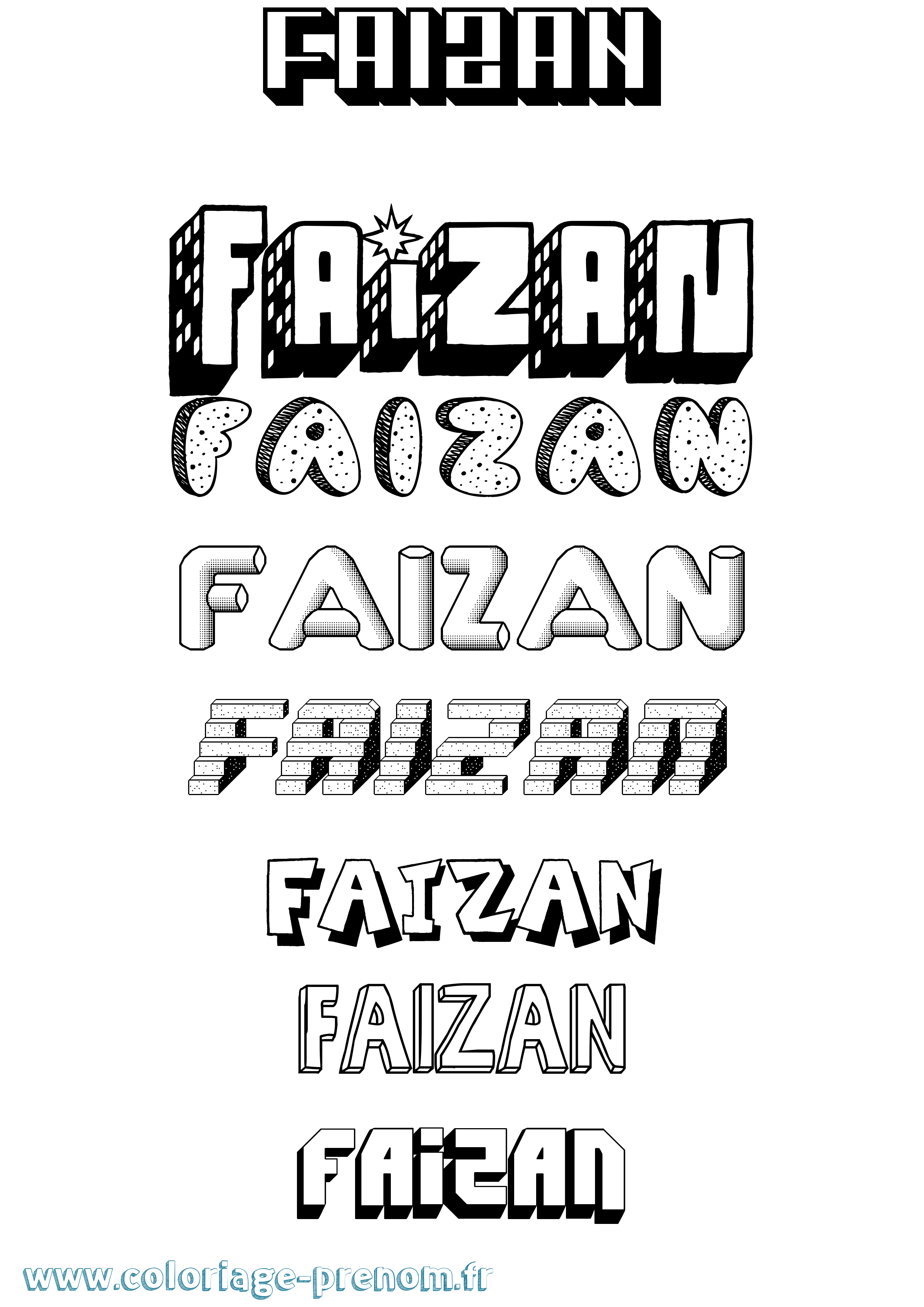 Coloriage Faizan Effet 3D Coloriage prénom Faizan Effet 3D