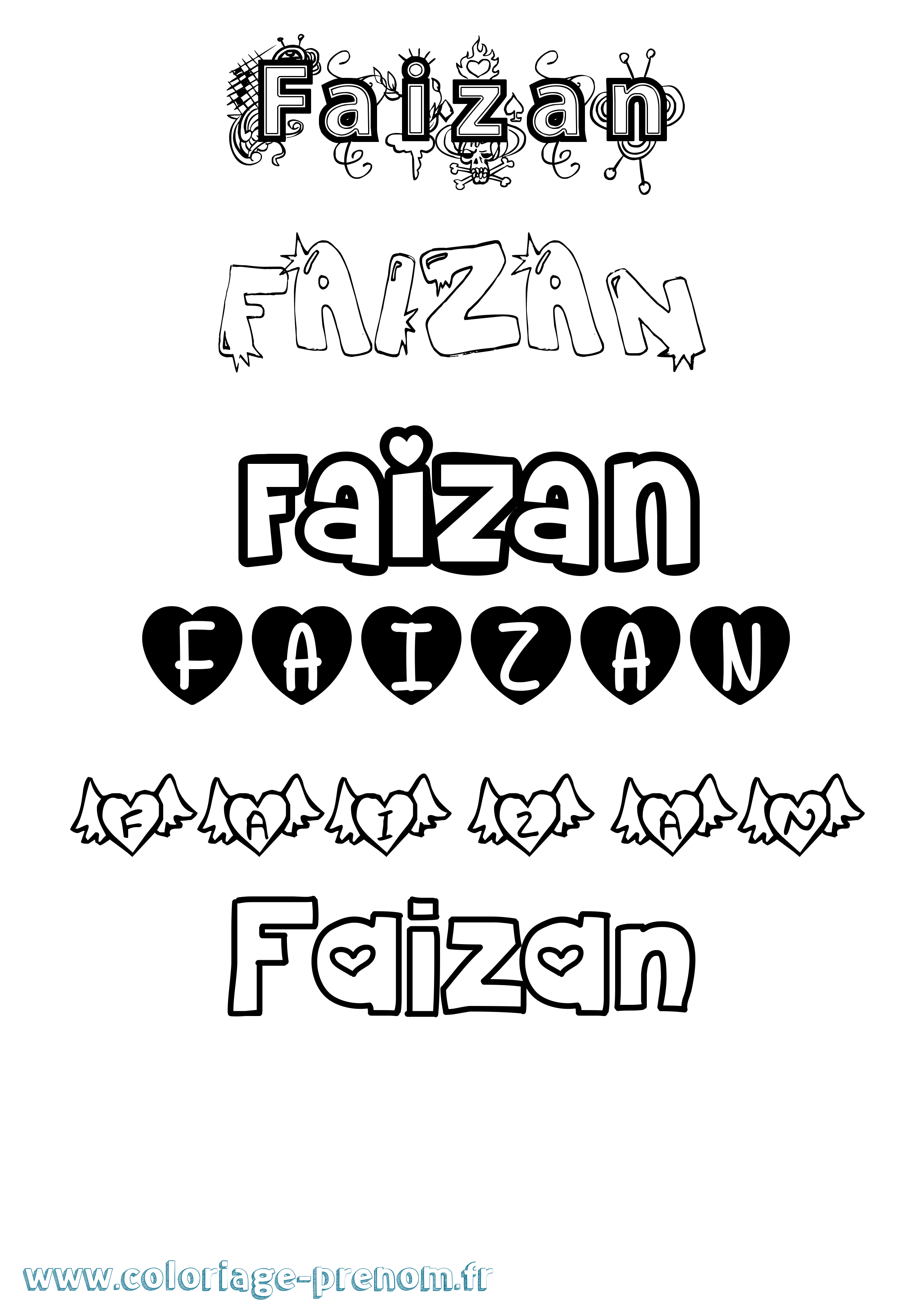 Coloriage Faizan Girly Coloriage prénom Faizan Girly