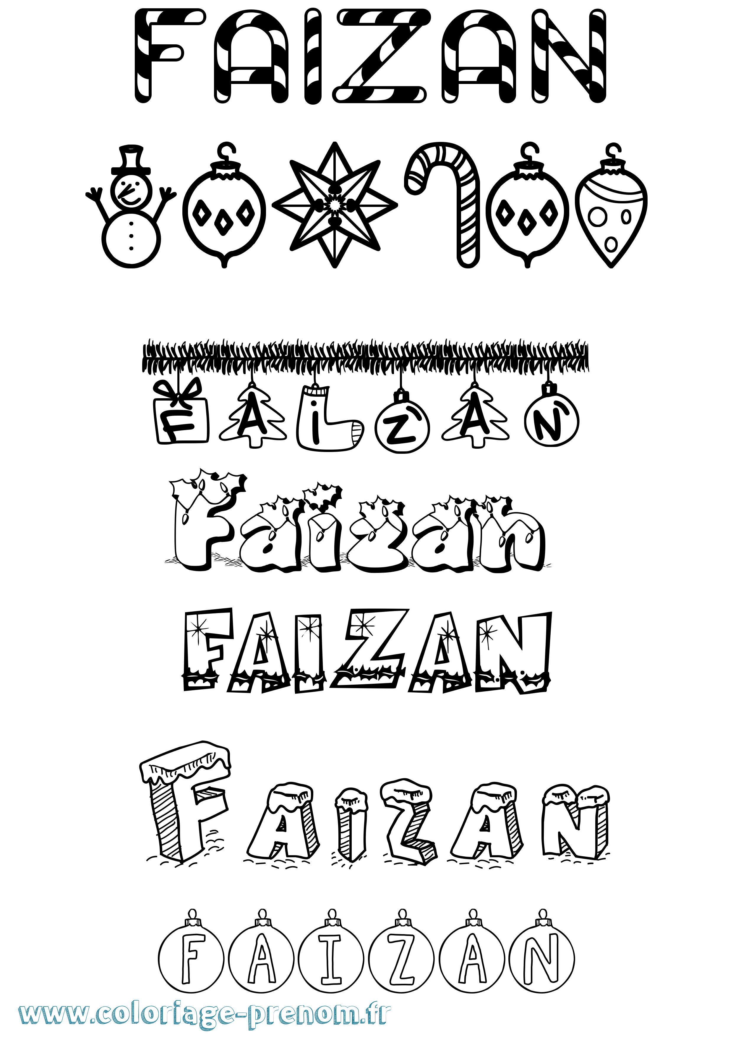 Coloriage Faizan Noël Coloriage prénom Faizan Noël