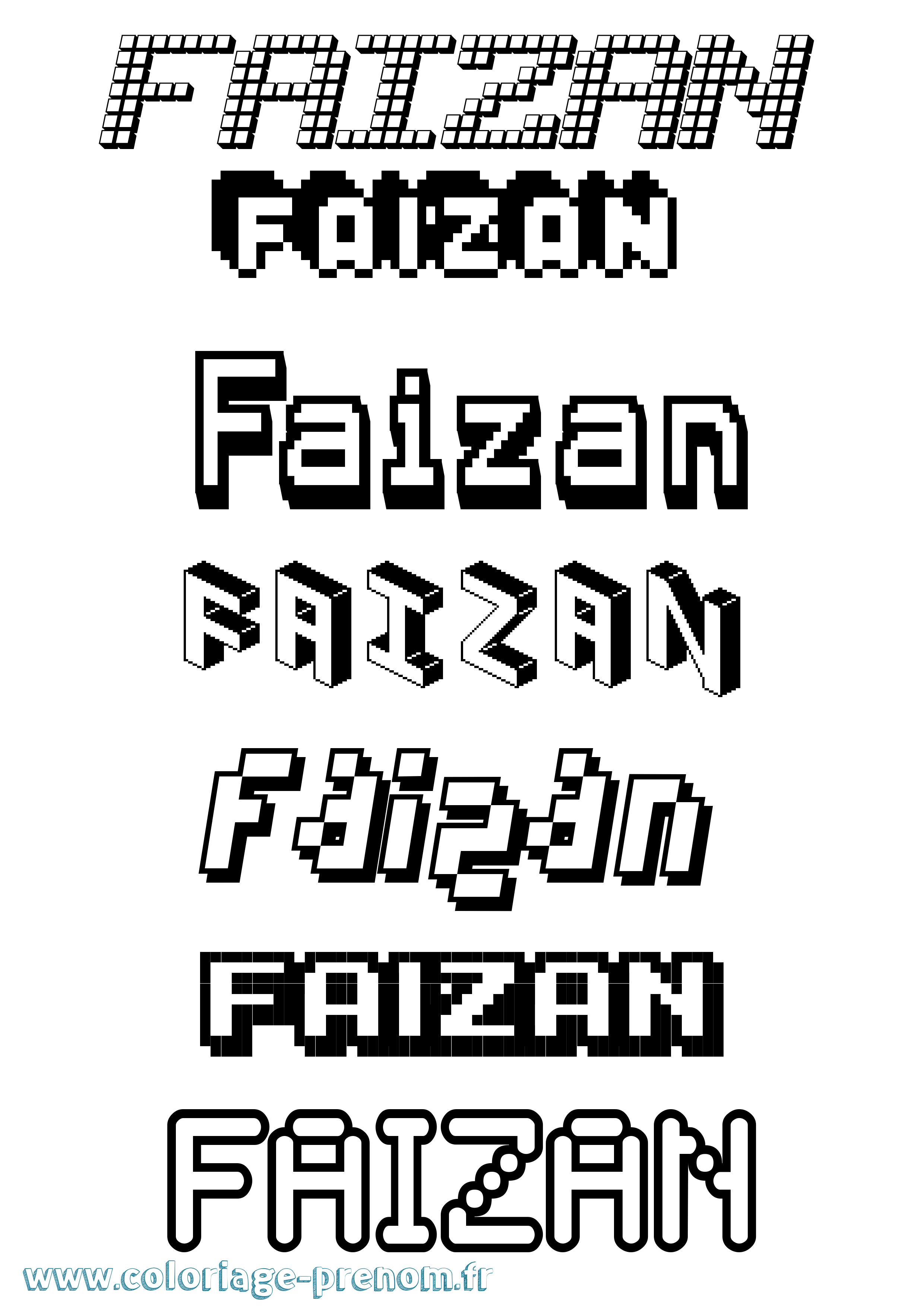 Coloriage Faizan Pixel Coloriage prénom Faizan Pixel