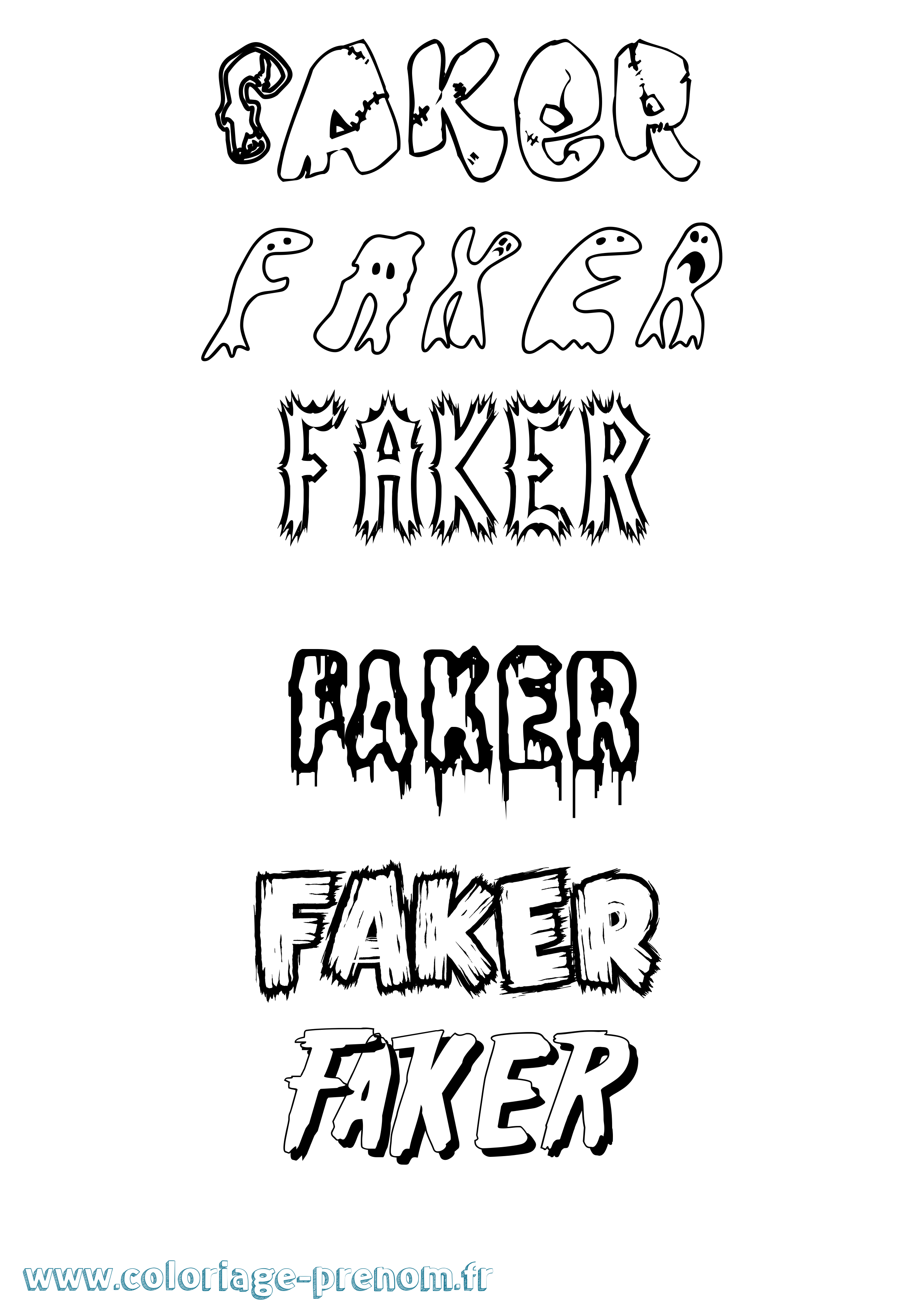 Coloriage prénom Faker Frisson