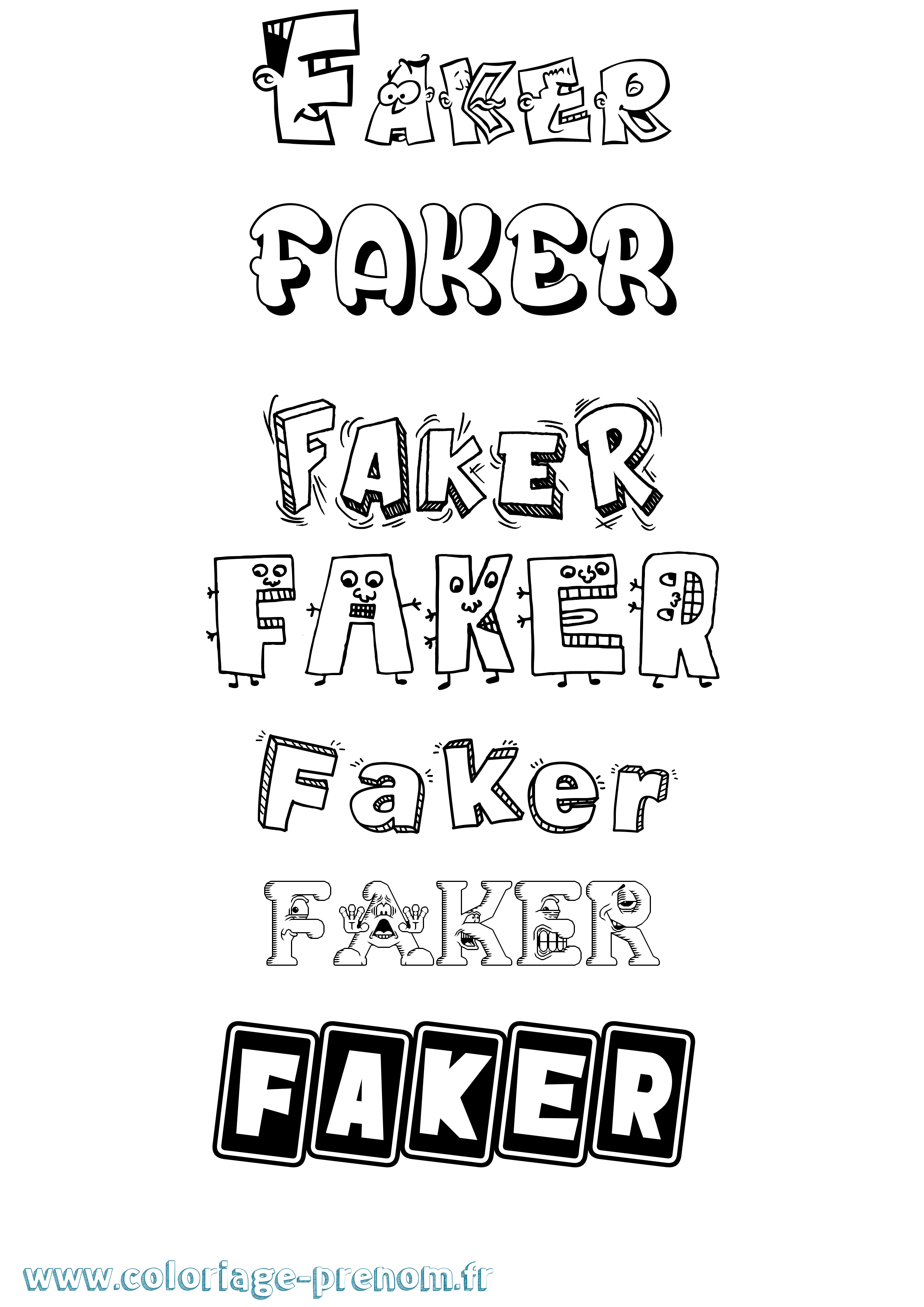 Coloriage prénom Faker Fun