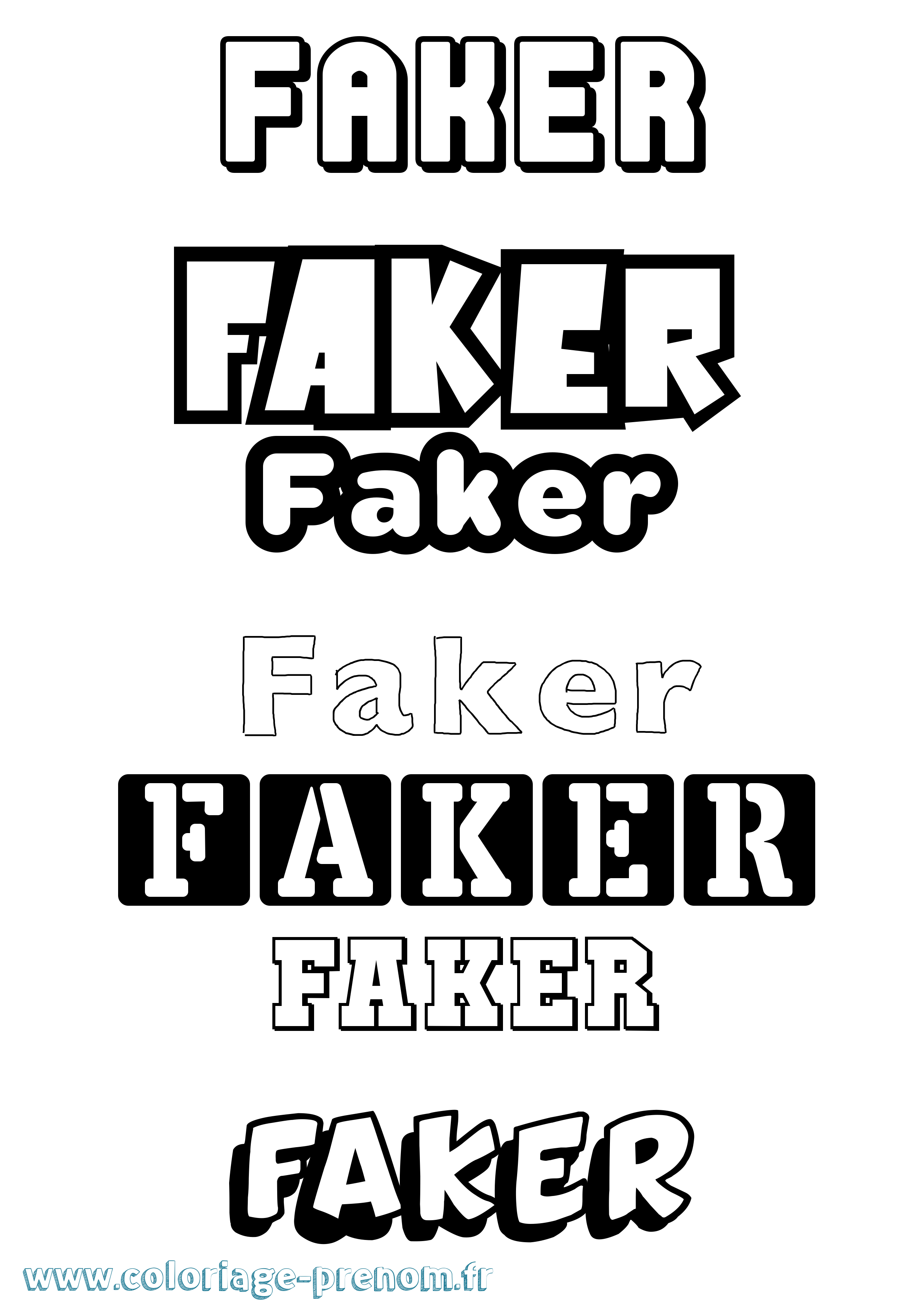Coloriage prénom Faker Simple
