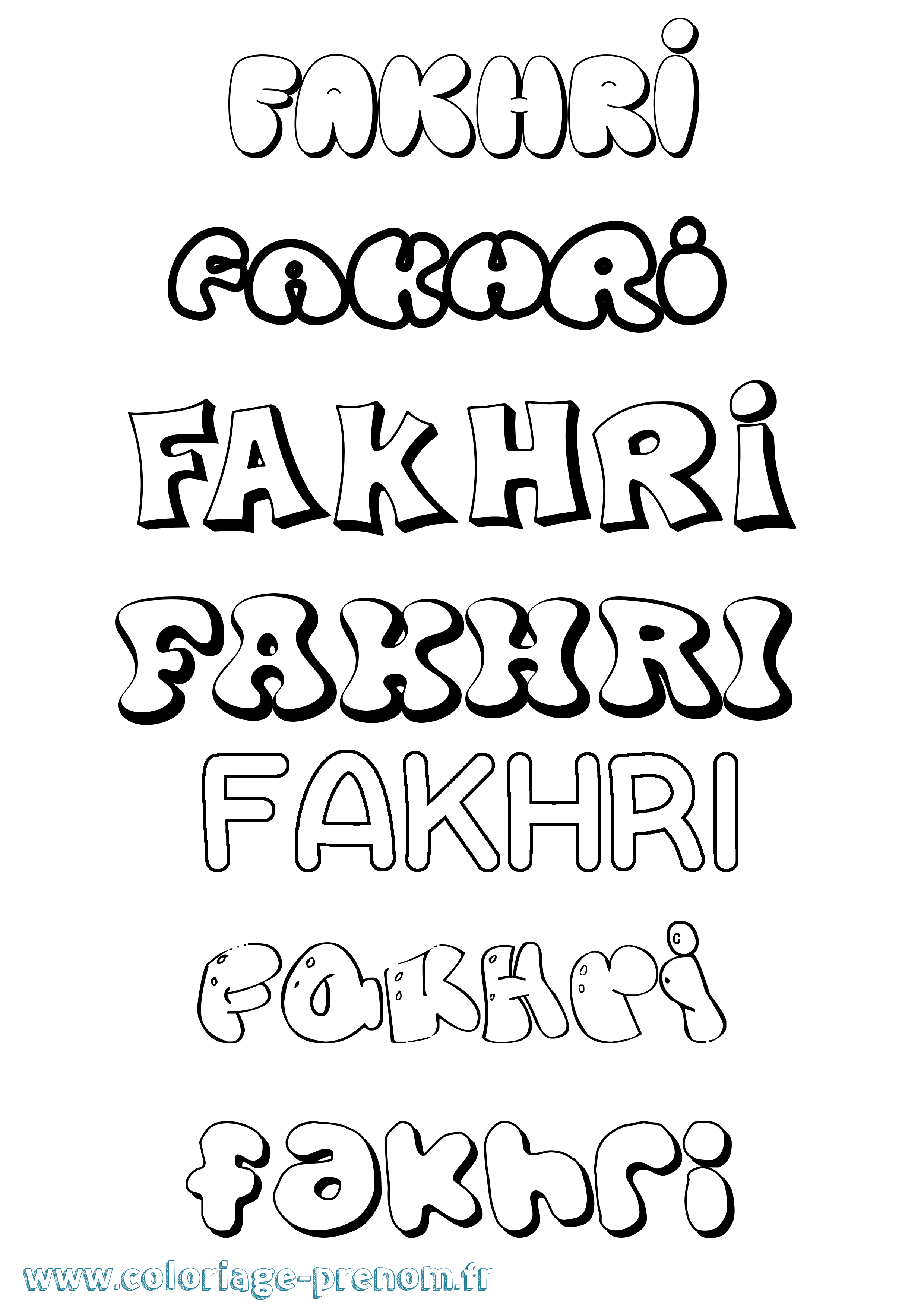 Coloriage Fakhri Bubble Coloriage prénom Fakhri Bubble
