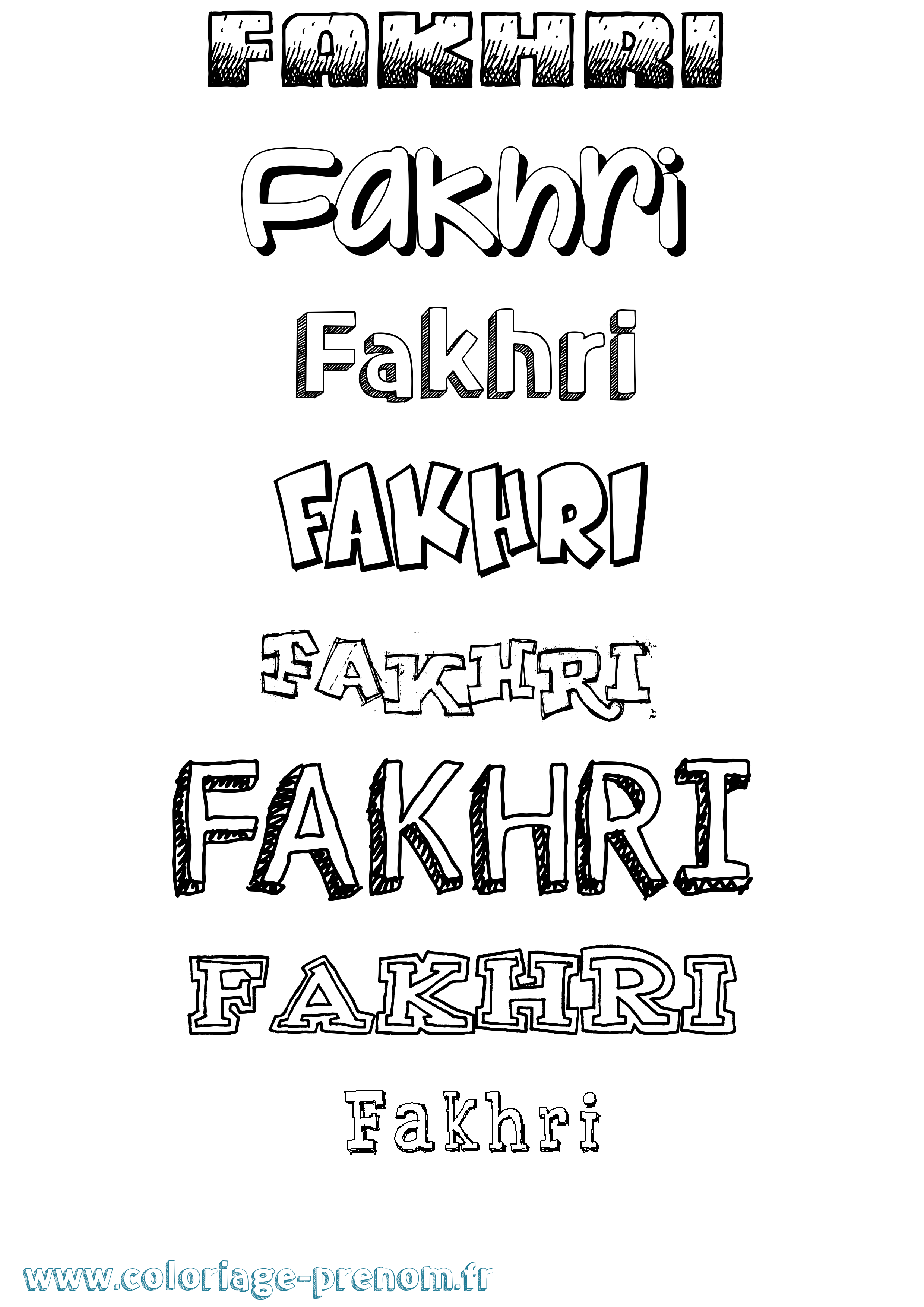 Coloriage prénom Fakhri Dessiné