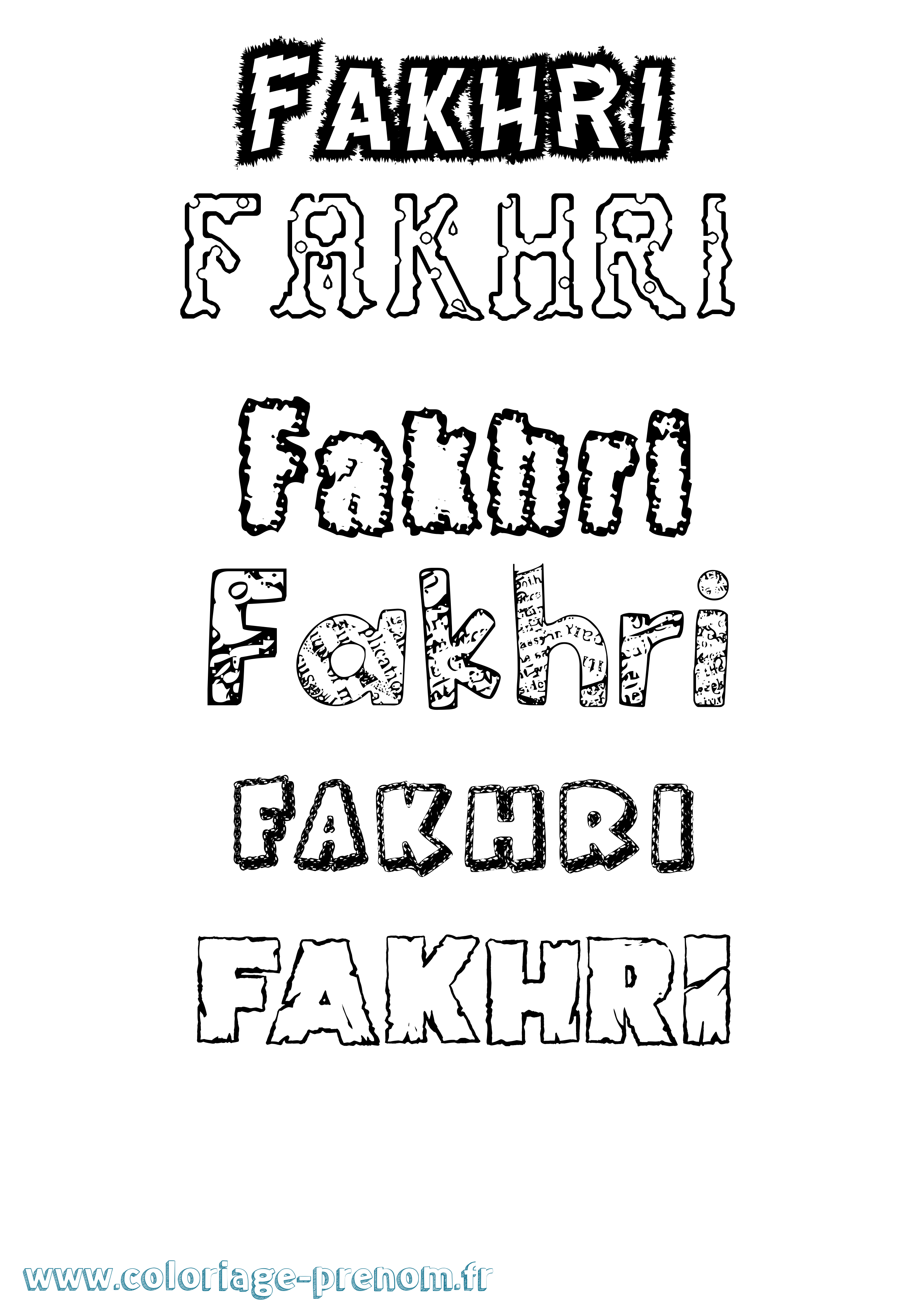 Coloriage prénom Fakhri Destructuré