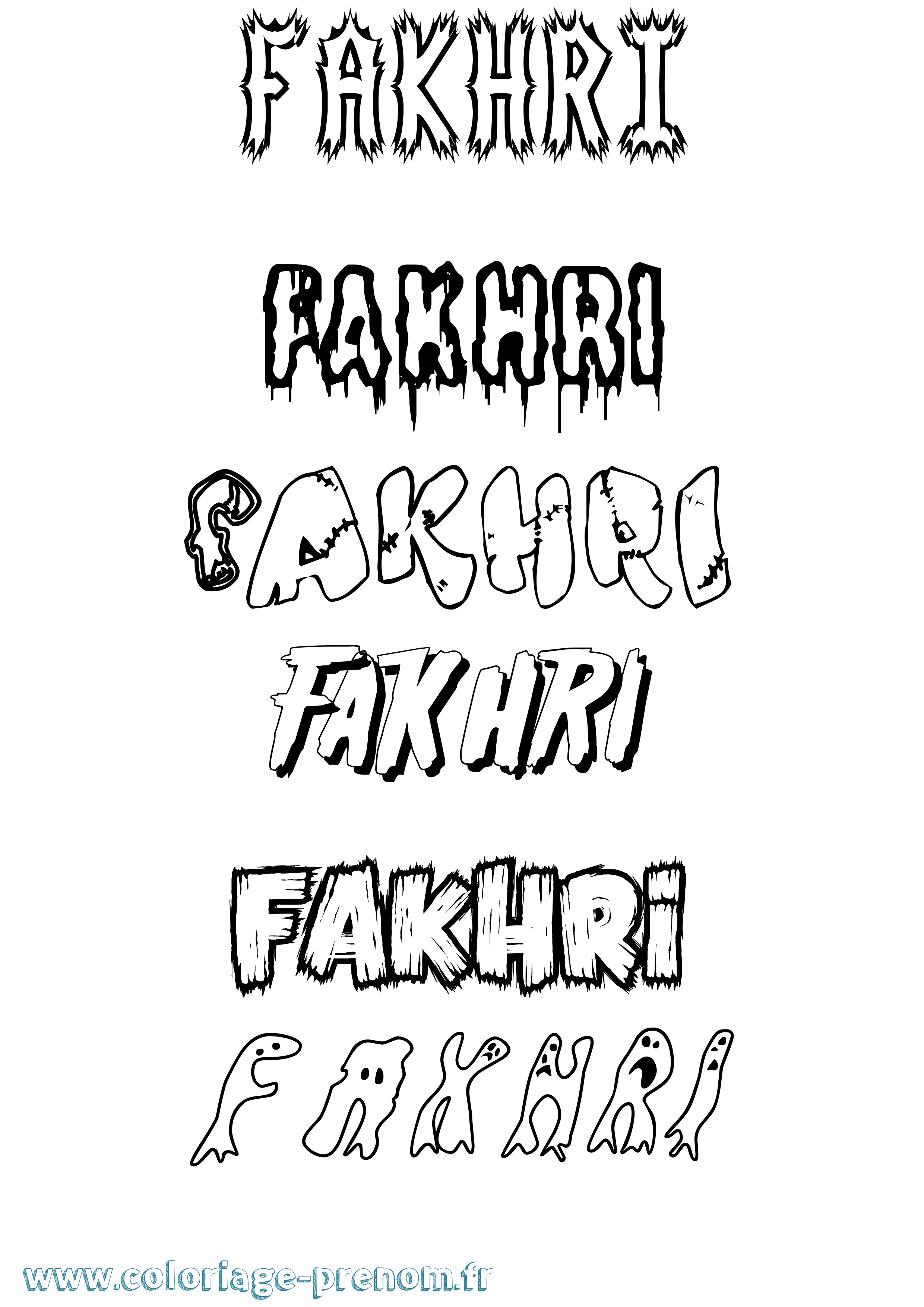 Coloriage prénom Fakhri Frisson